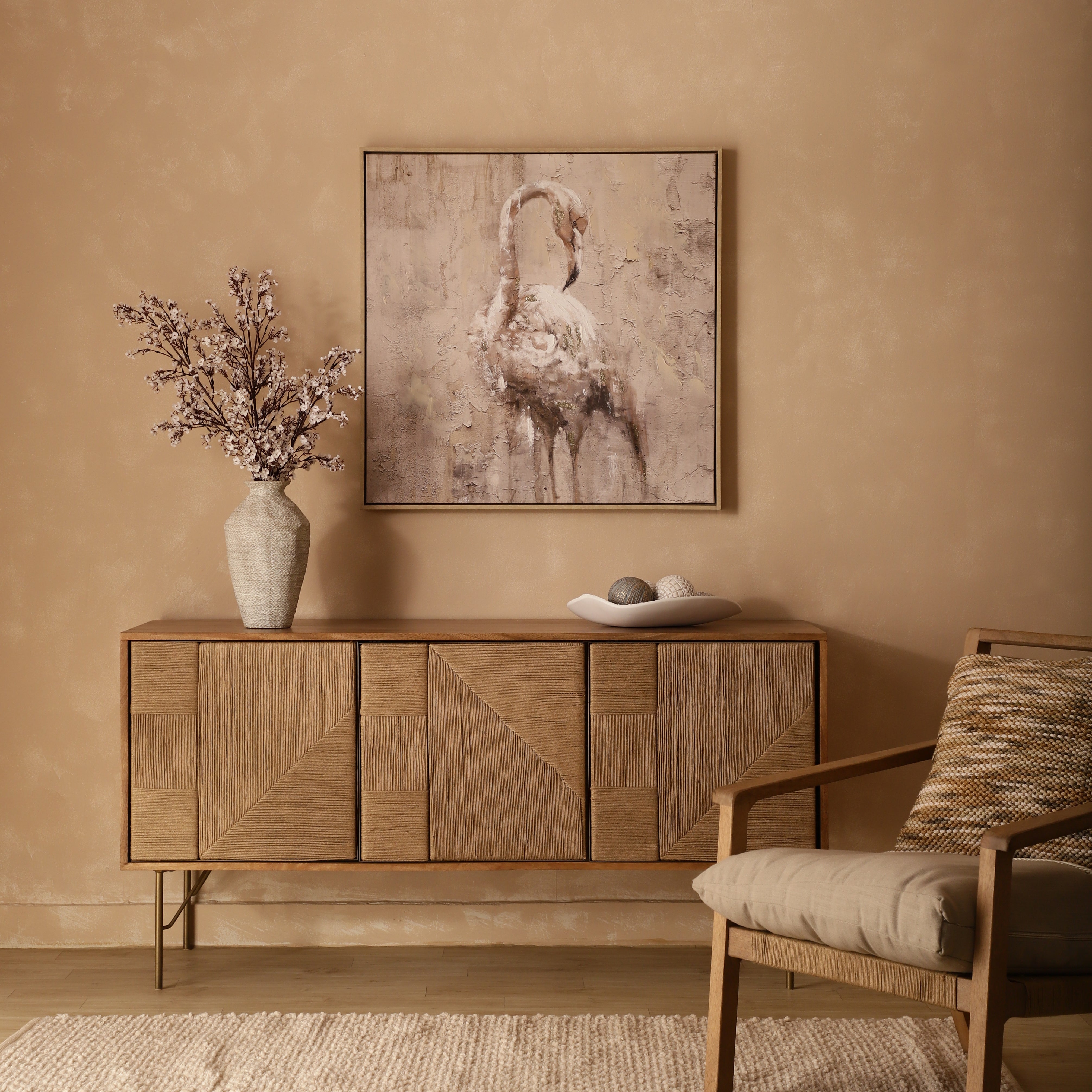 Textured Flamingo Portrait Canvas Art