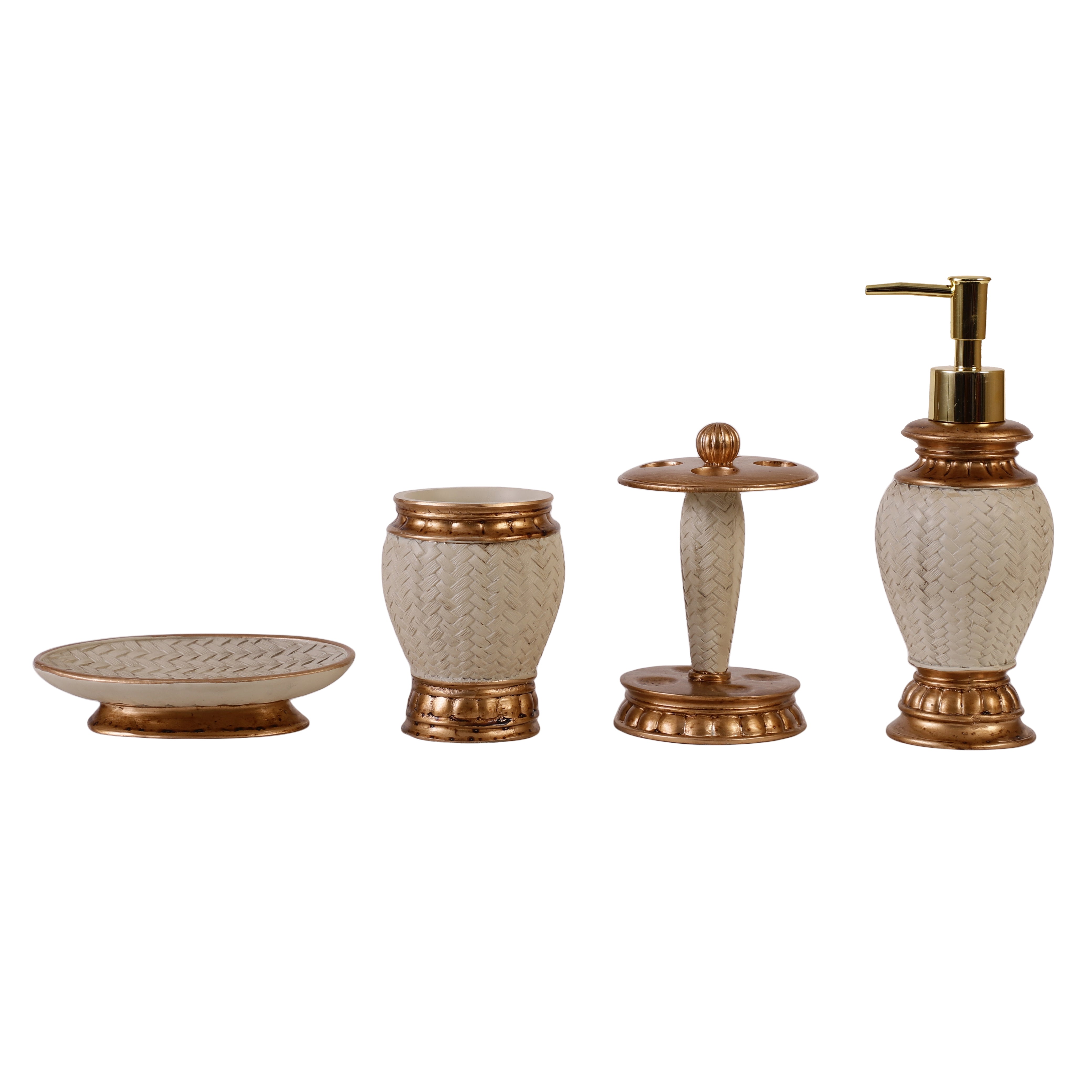 Luxe Wicker Pattern 4 Piece Bath Set