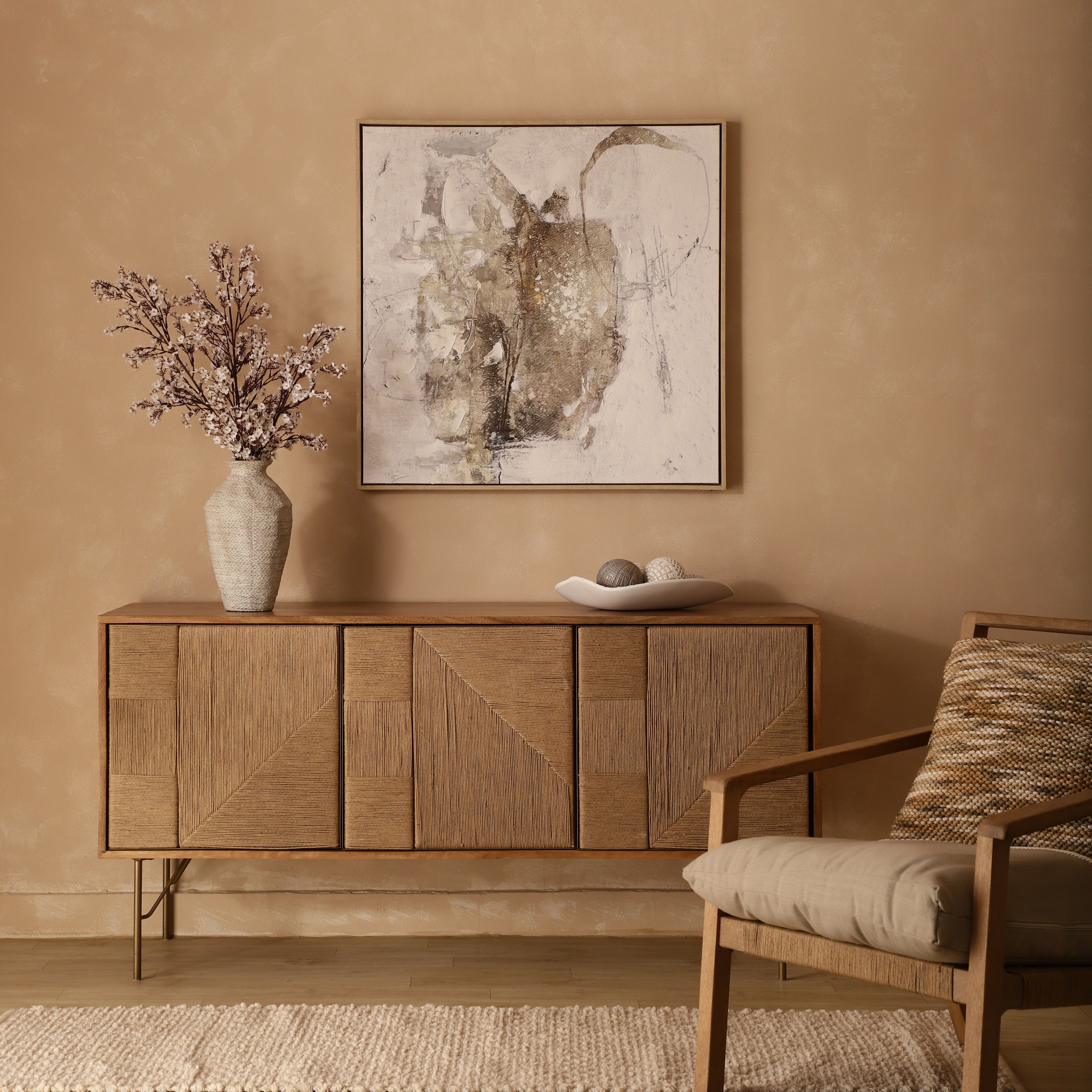 Gestural Abstraction Oil-Painted Canvas Art