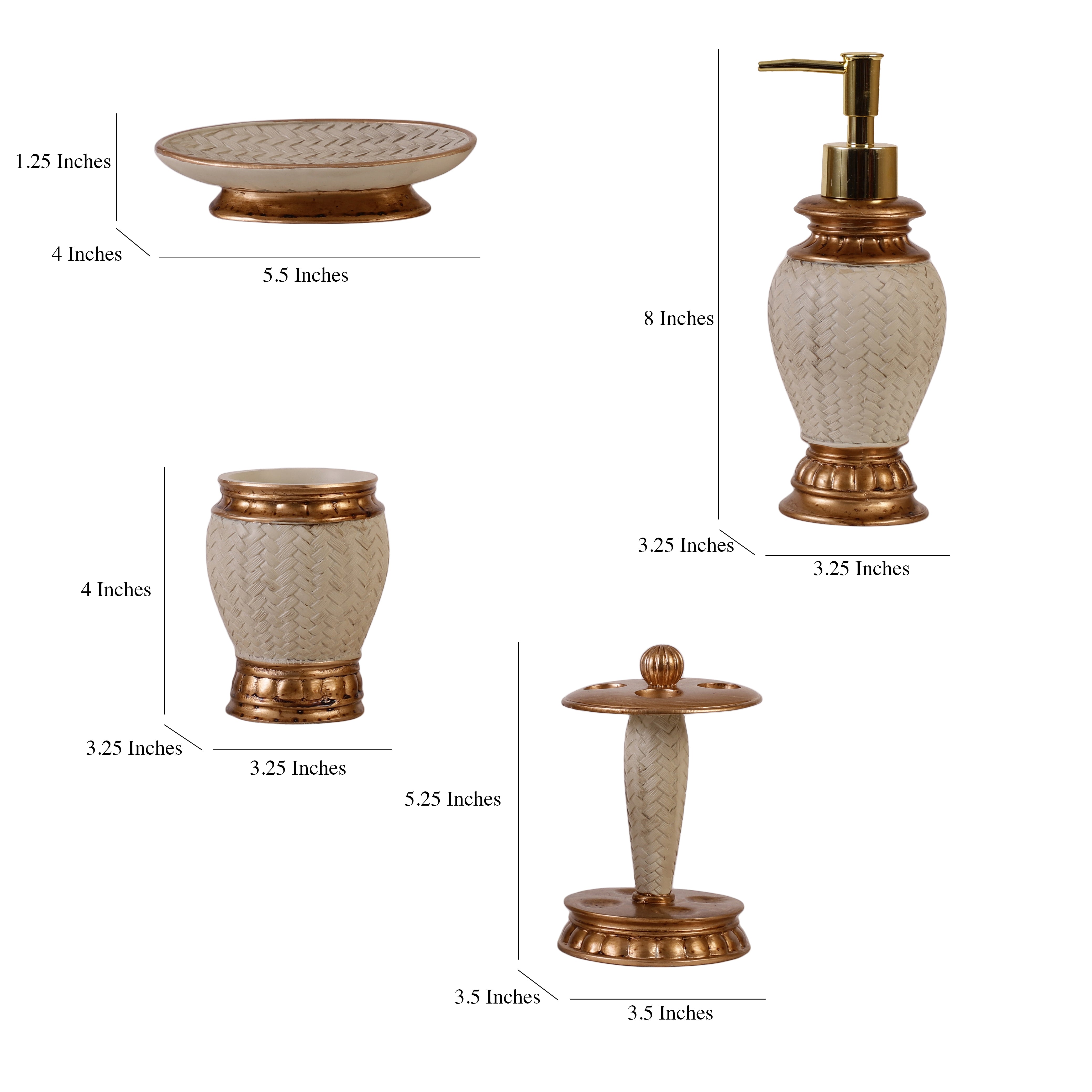 Luxe Wicker Pattern 4 Piece Bath Set