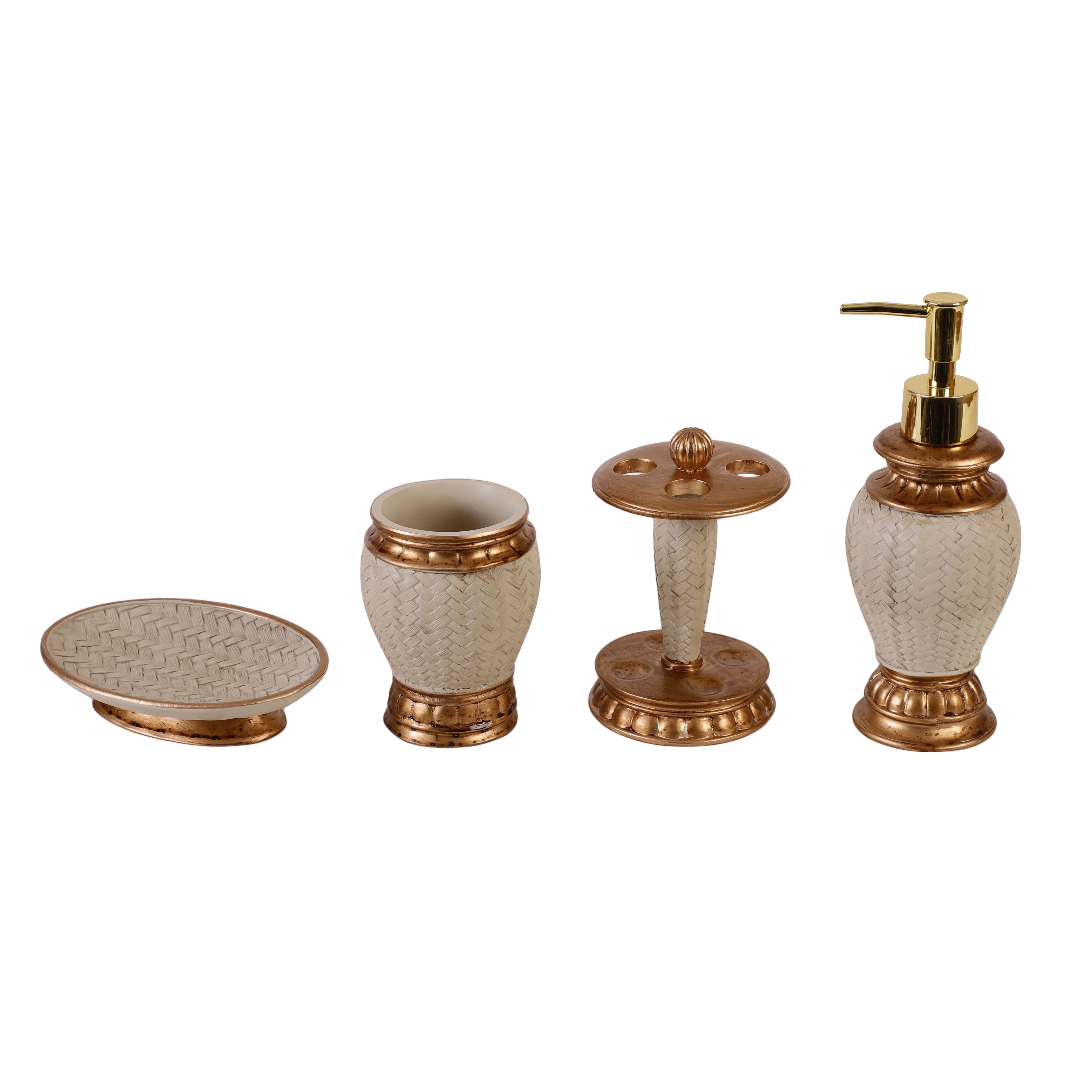 Luxe Wicker Pattern 4 Piece Bath Set