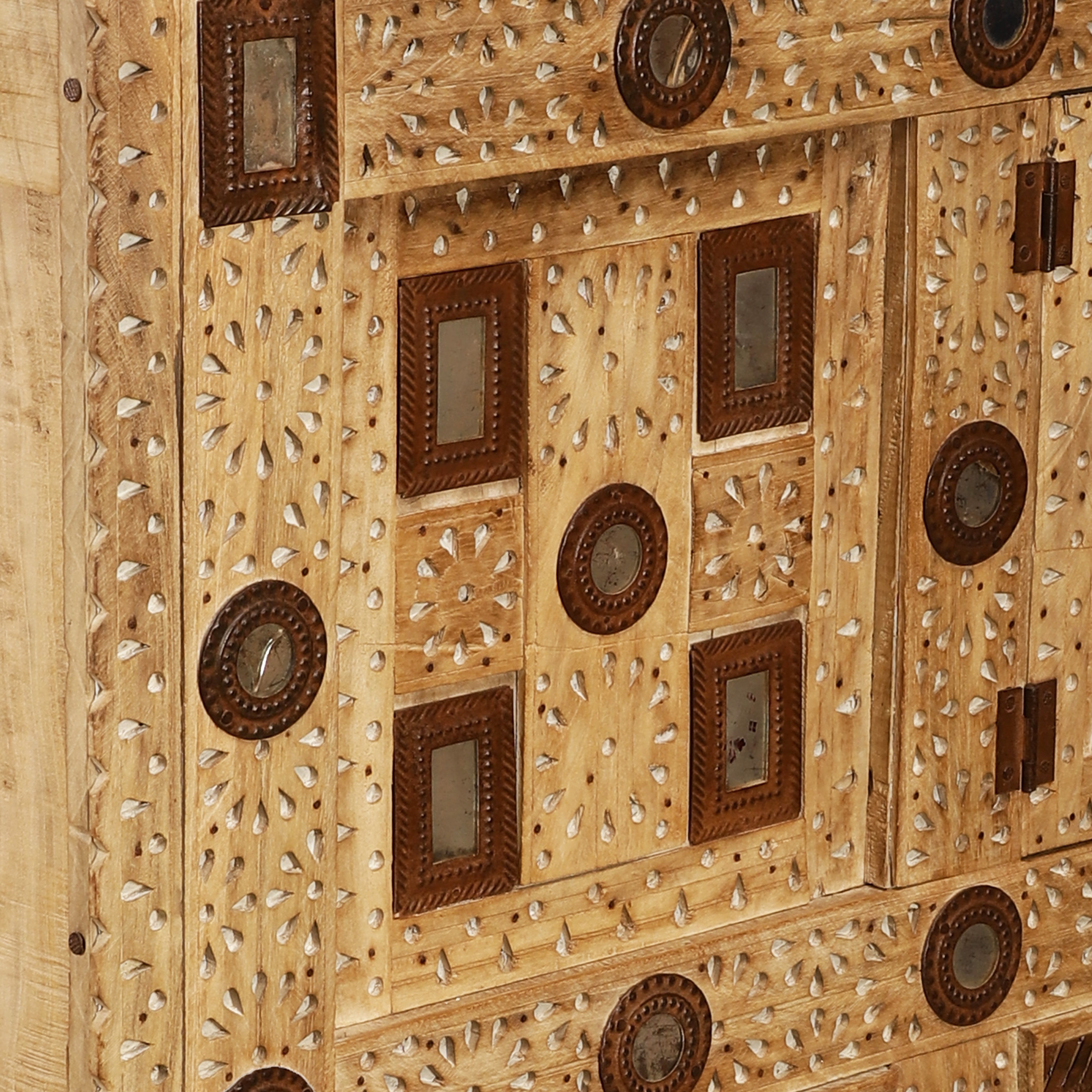 Antique Brown Damchi Console Table and Mirror