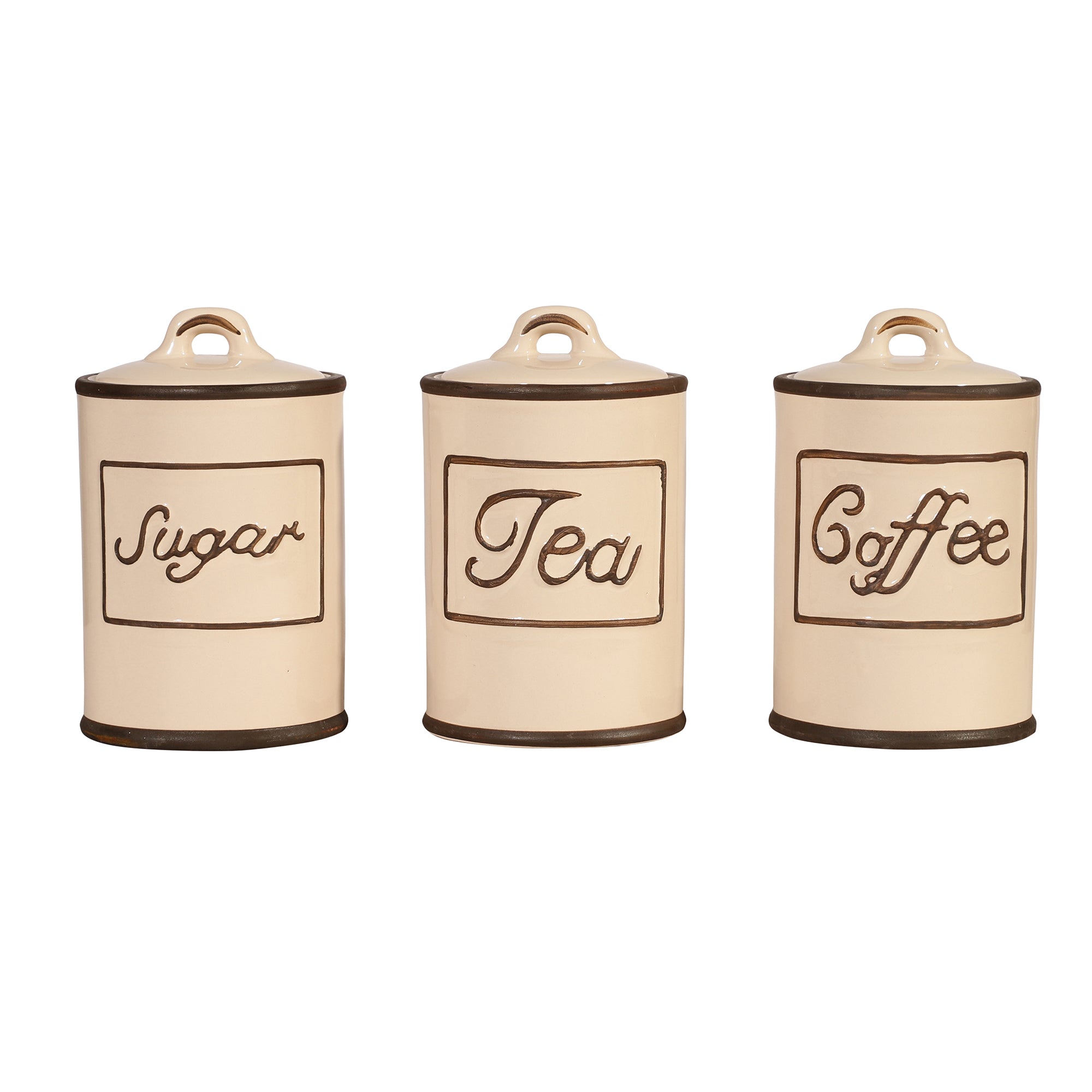 Ceramic Kitchen Jars - Off White (Set of 3)