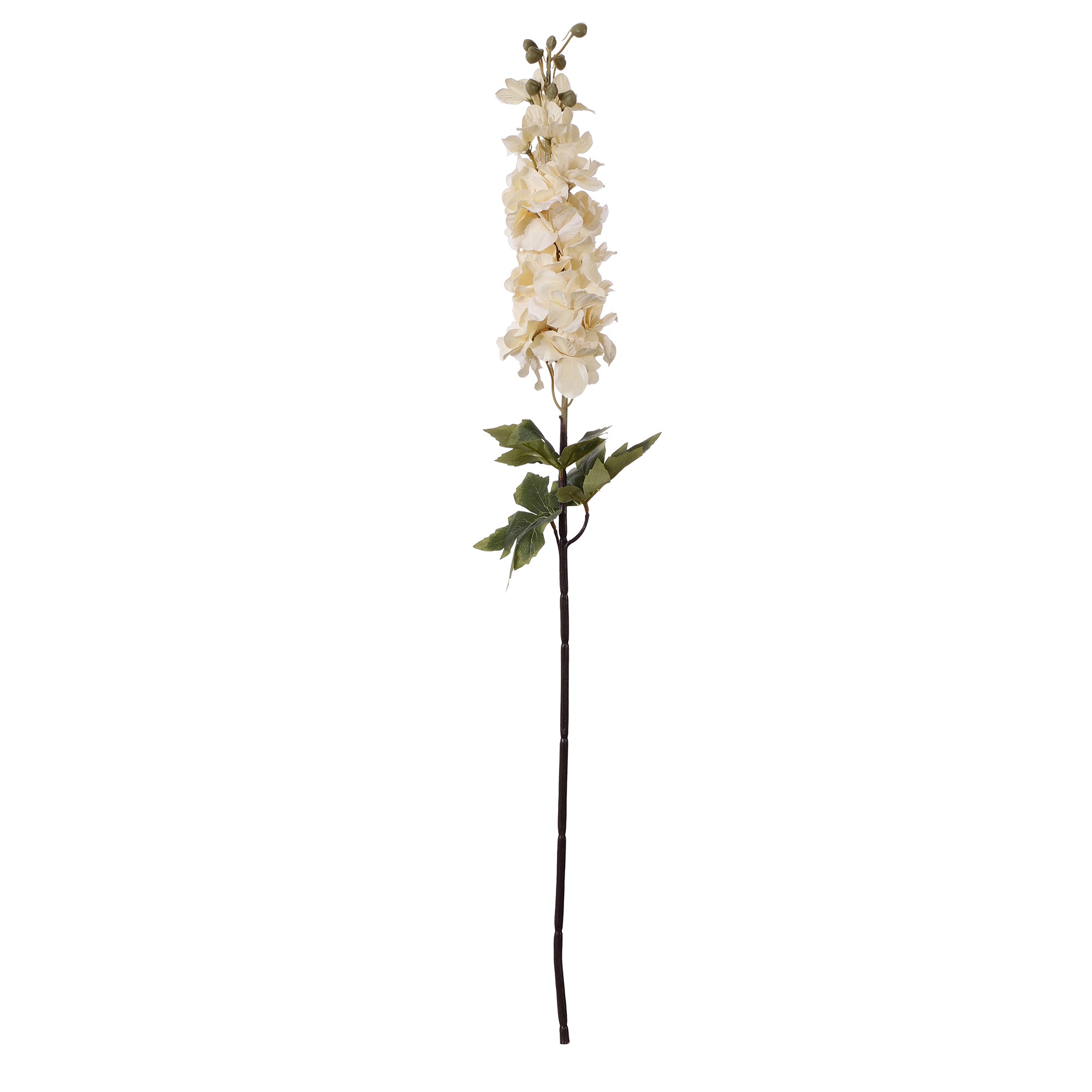 White Delphinium Leafy Faux Flower Stick (Single)