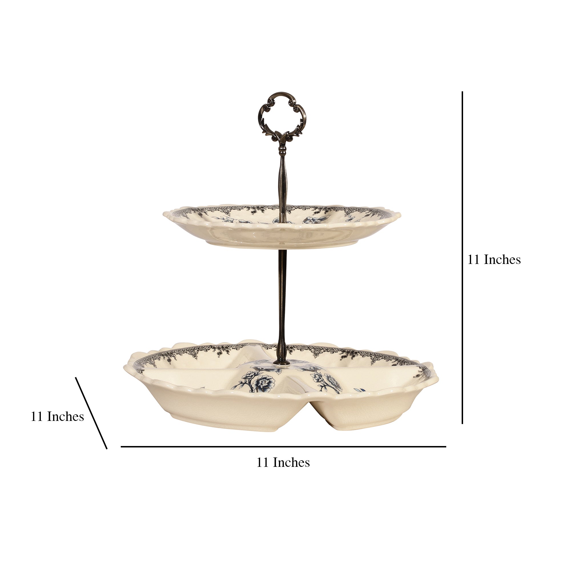 Blue Two Tier Ceramic Dessert Stand