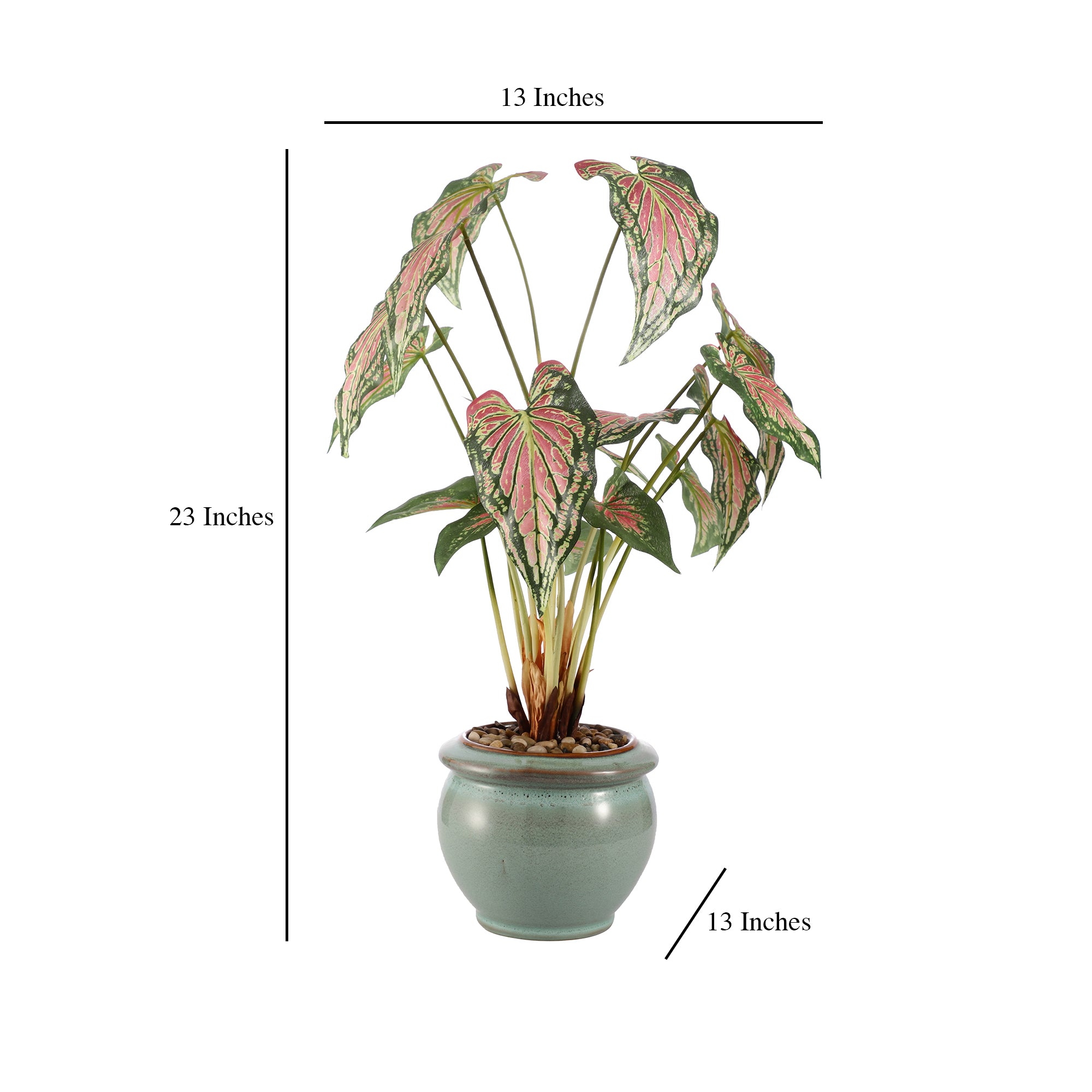 Passion Pink Caladium Faux Ceramic Potted Plant