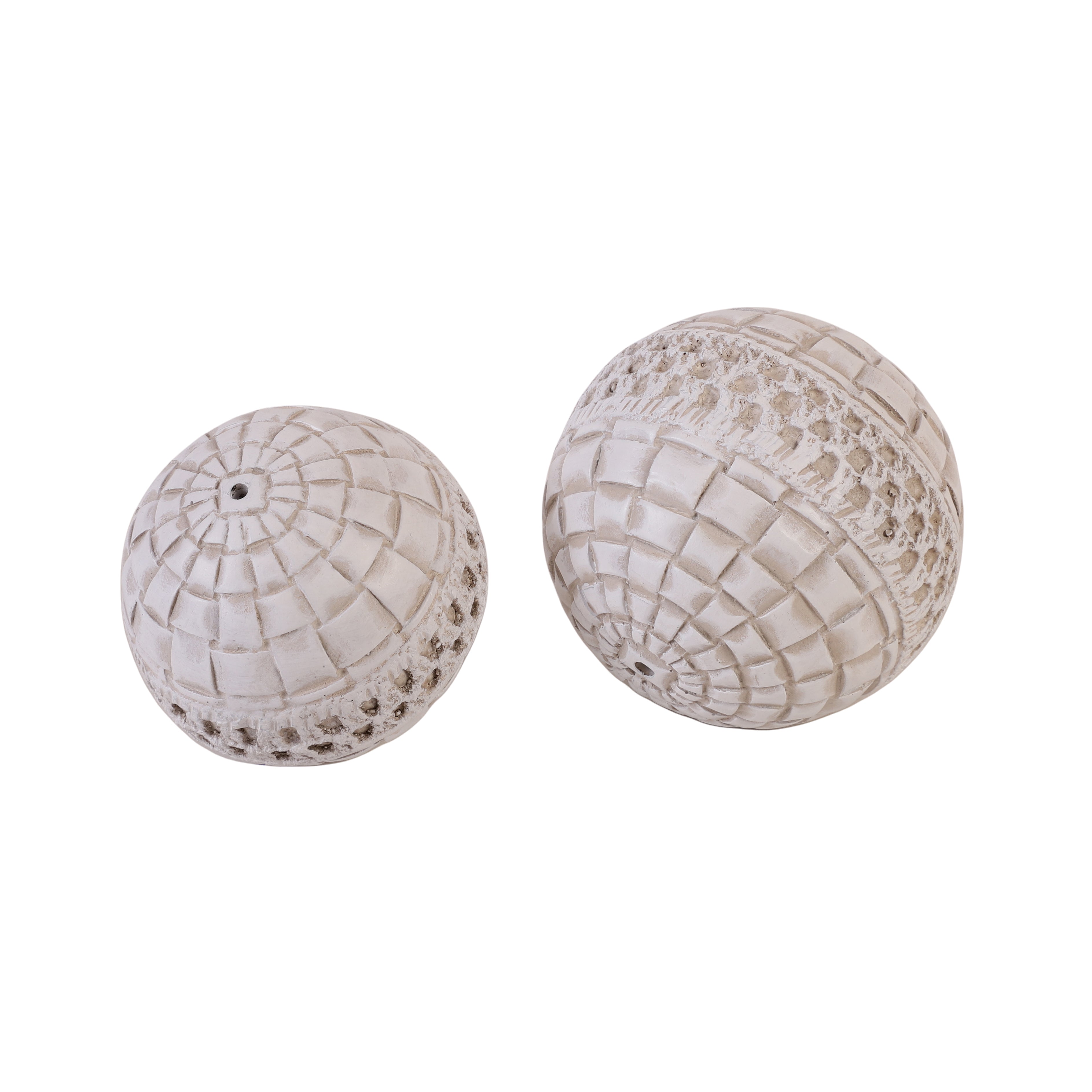 White Lattice Ball Table Accent (Single)