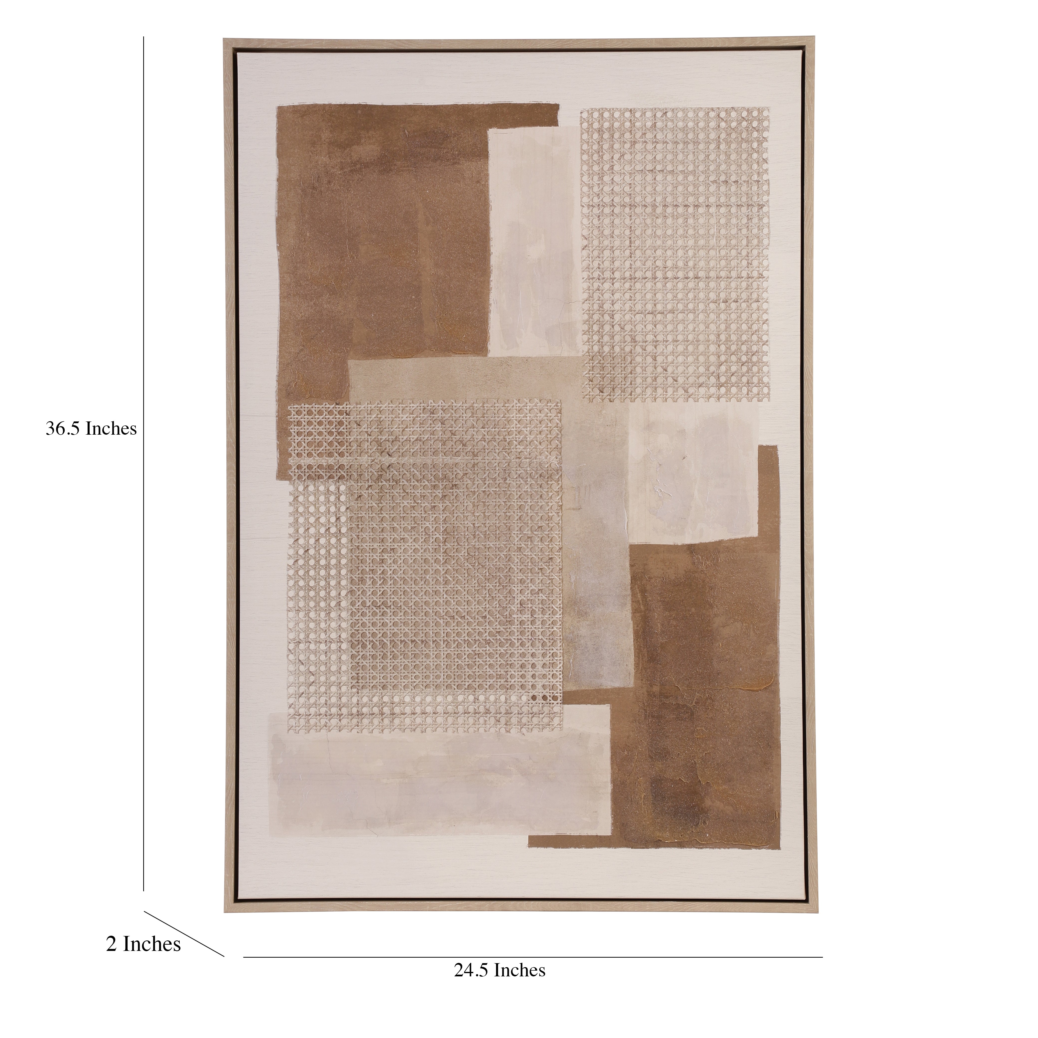 Hand-Painted Geometric Rattan Canvas Wall Art