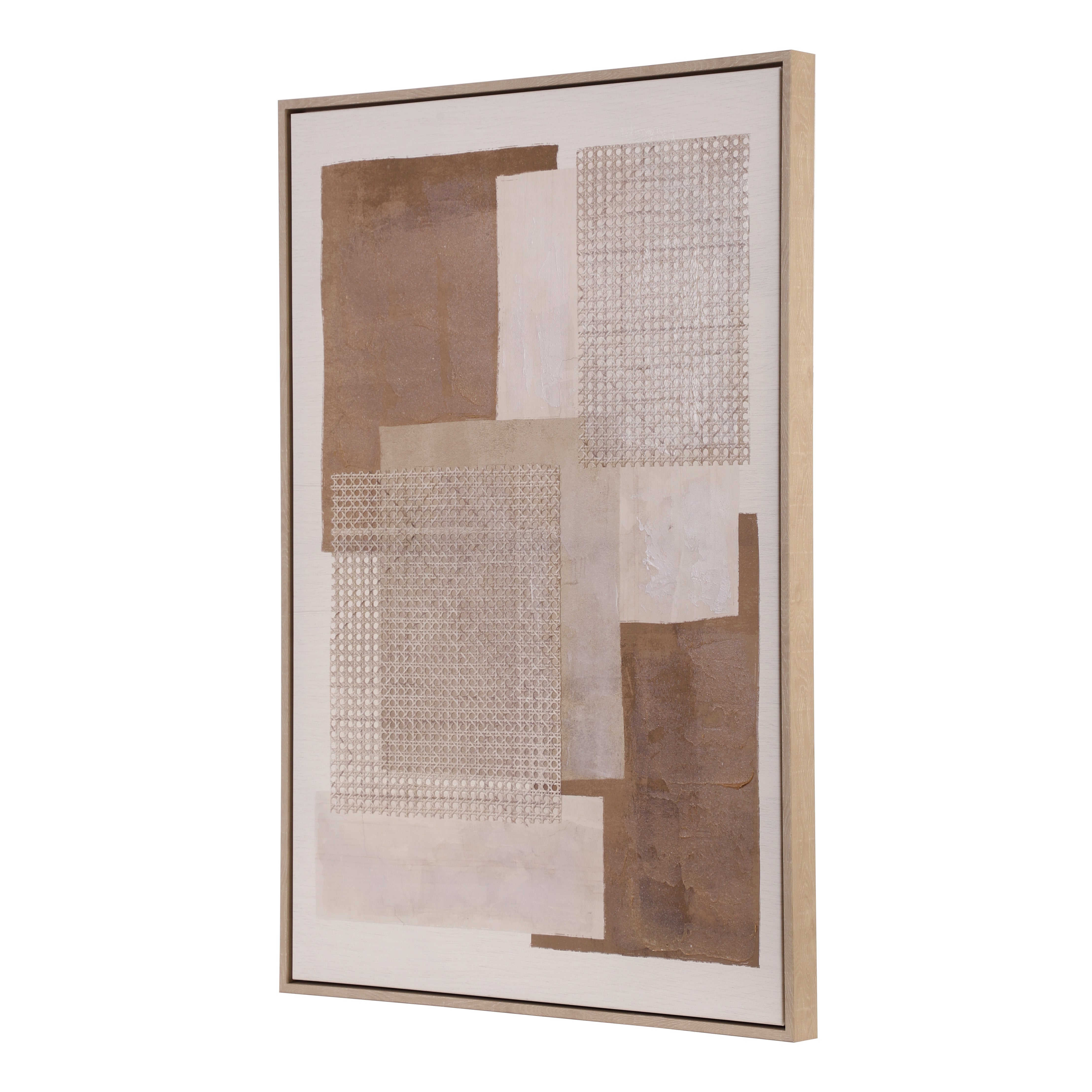 Hand-Painted Geometric Rattan Canvas Wall Art