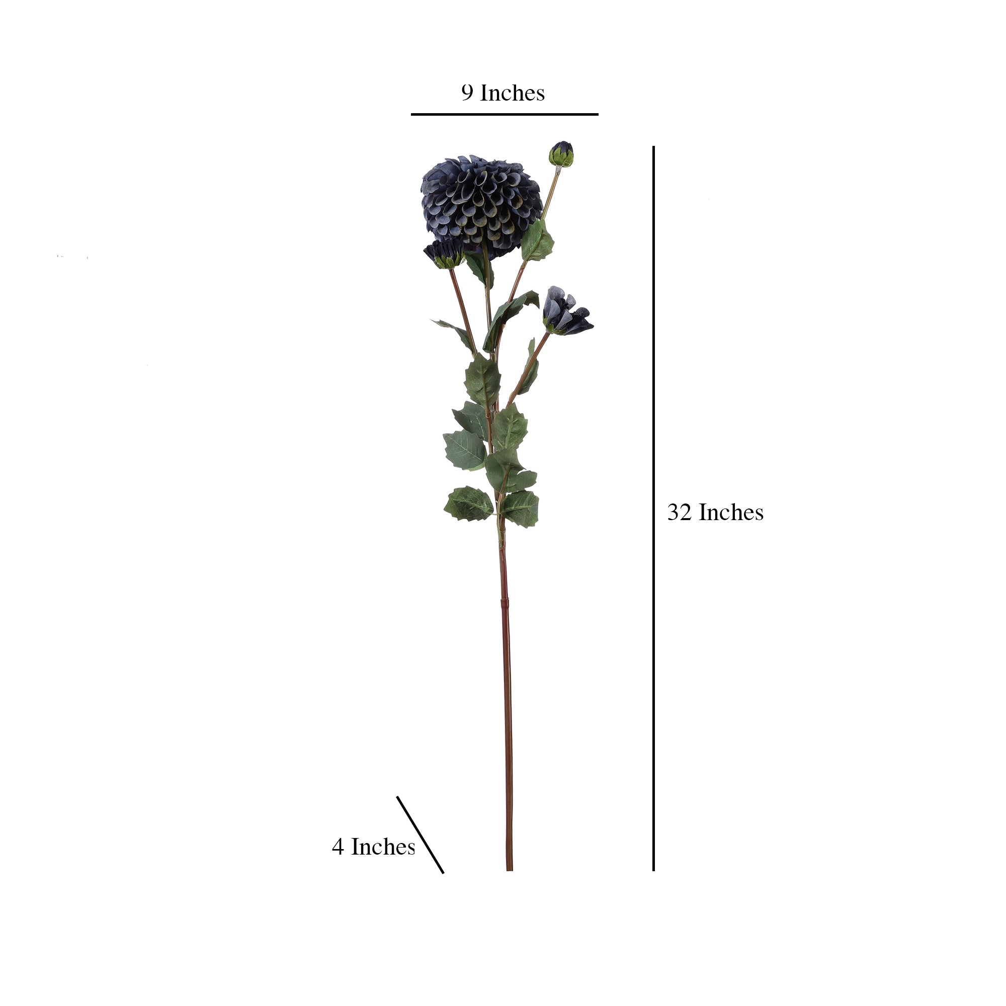 Indigo Dahlia Faux Flower Stick (Single)