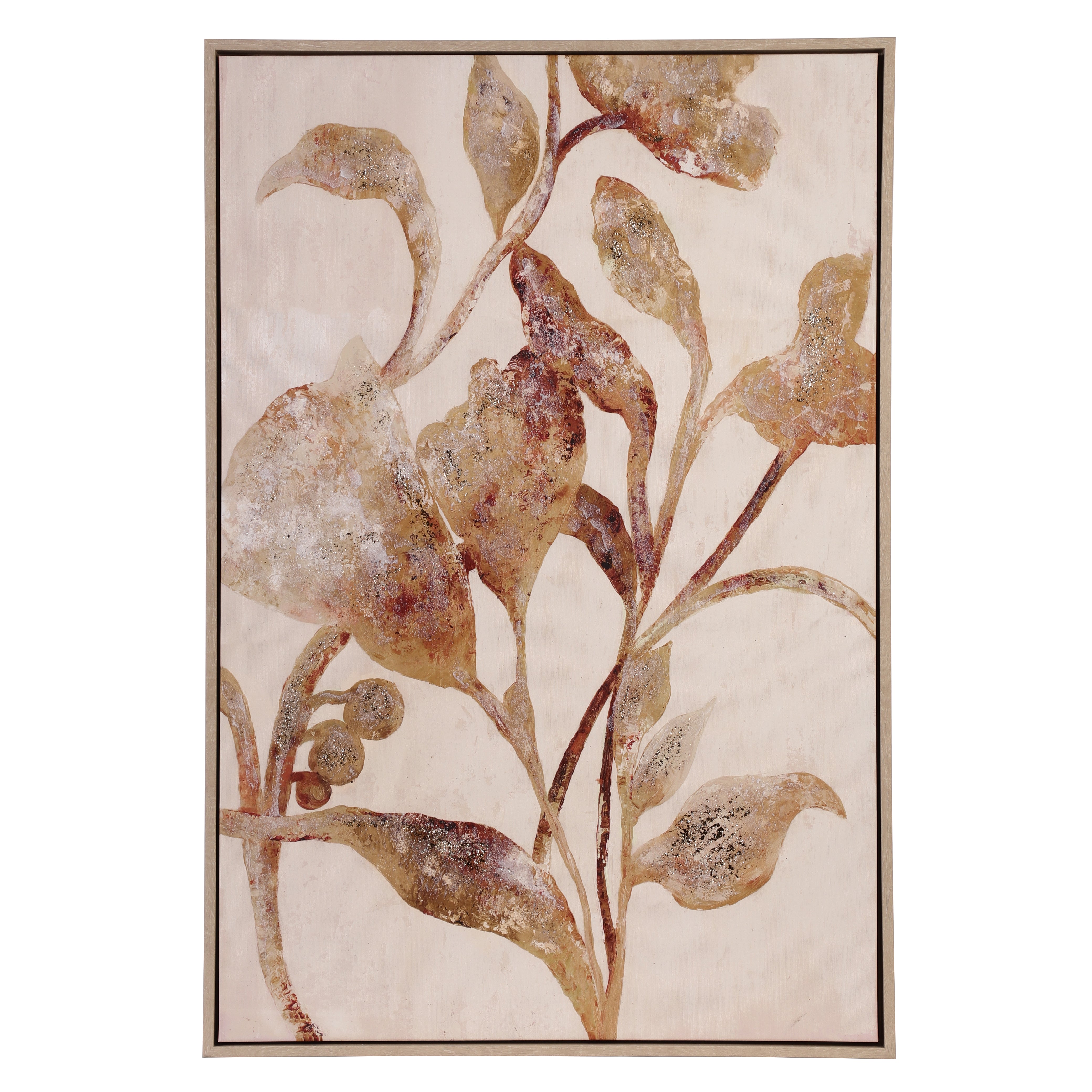 Shimmering Foliage Canvas Art with Foil Accents