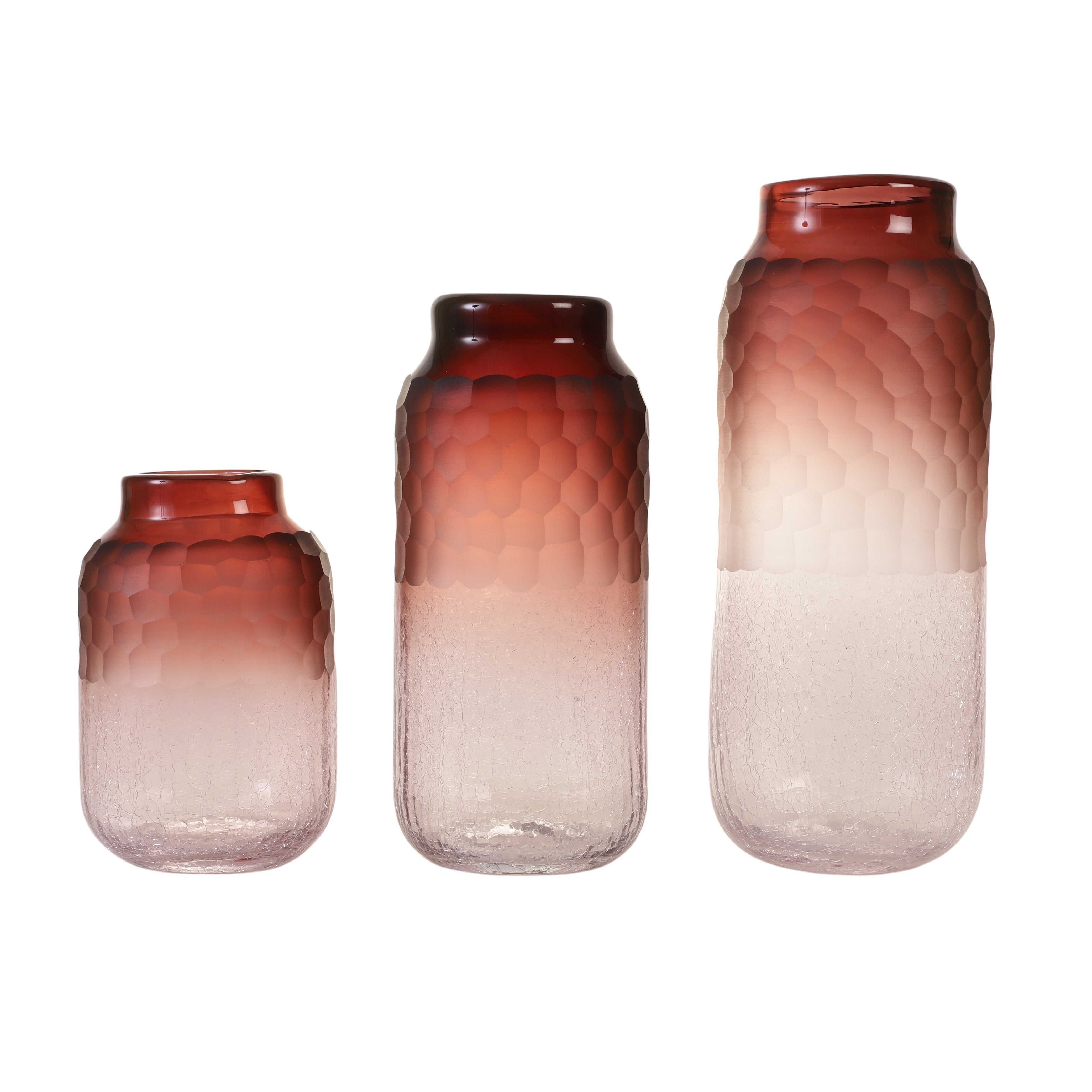 Wine Ombre Textured Glass Vase (Single)
