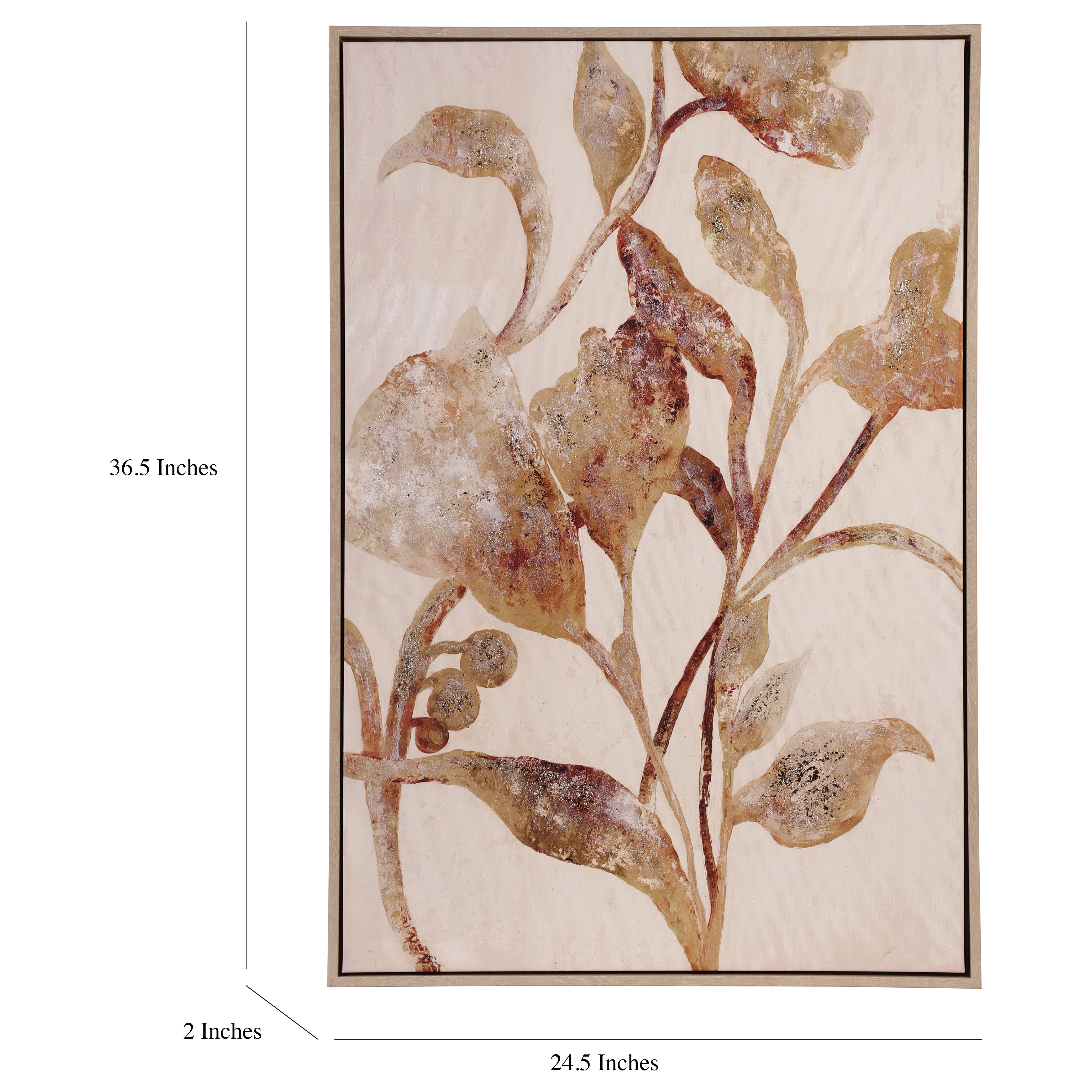 Shimmering Foliage Canvas Art with Foil Accents