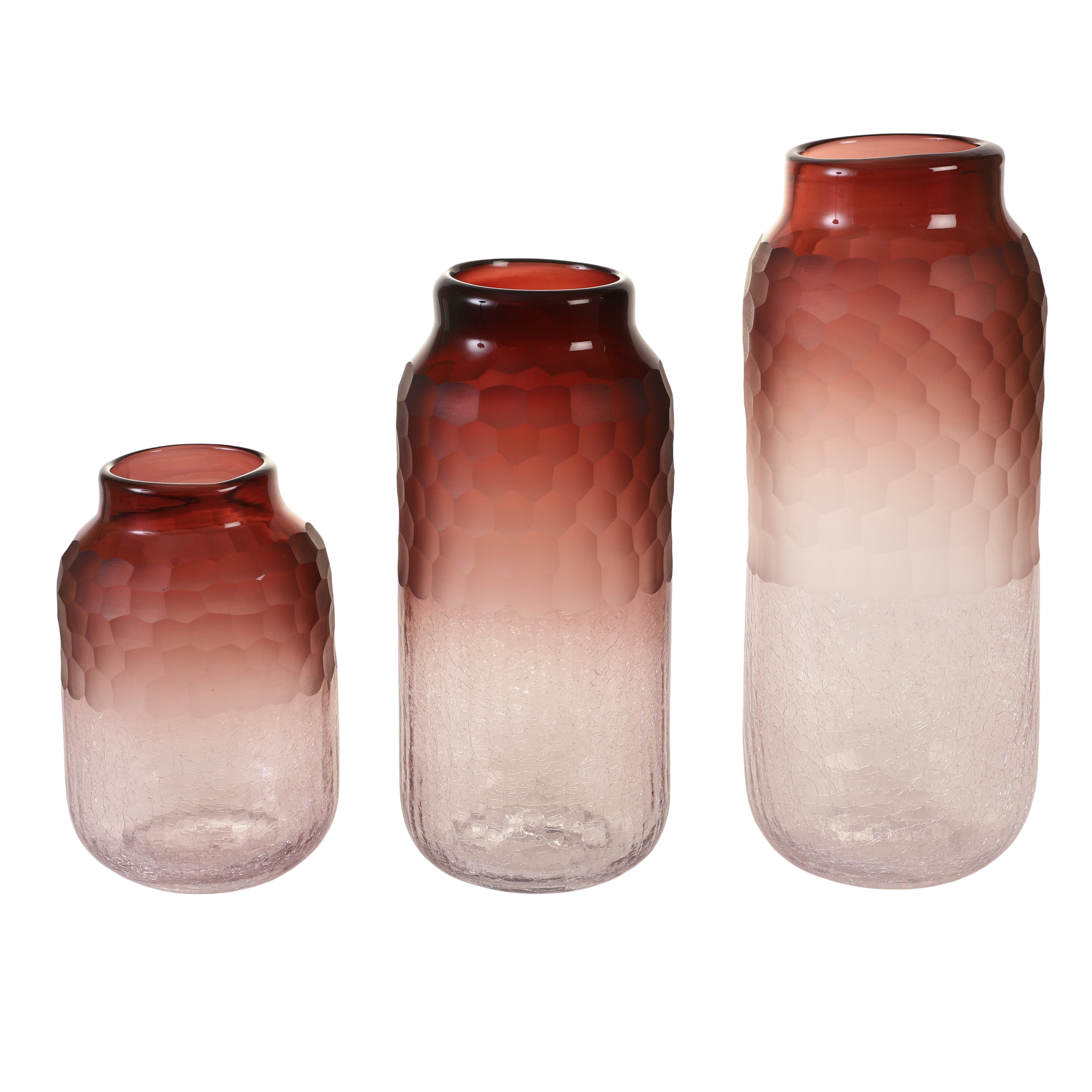 Wine Ombre Textured Glass Vase (Single)