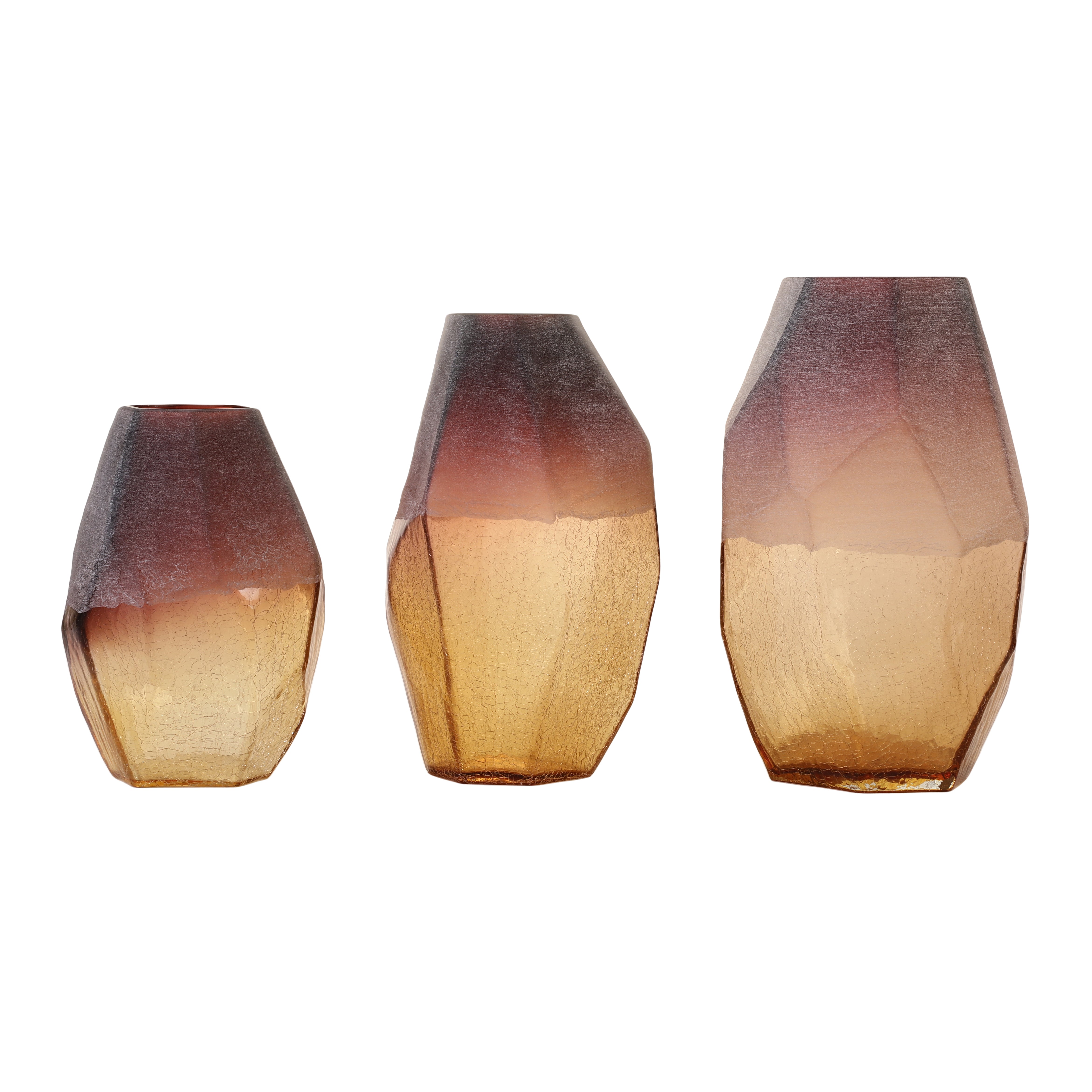 Faceted Amber Ombre Glass Vase (Single)