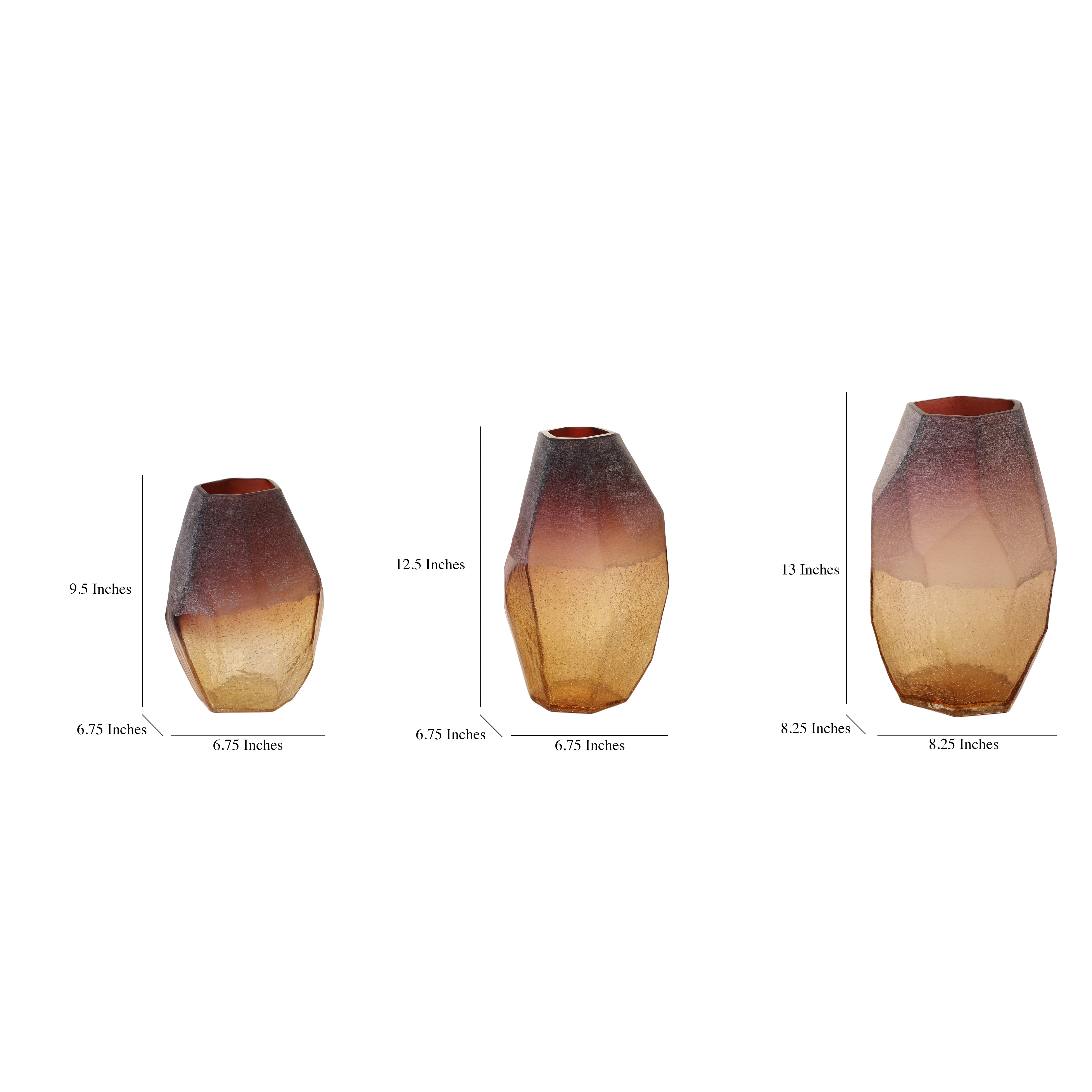Faceted Amber Ombre Glass Vase (Single)