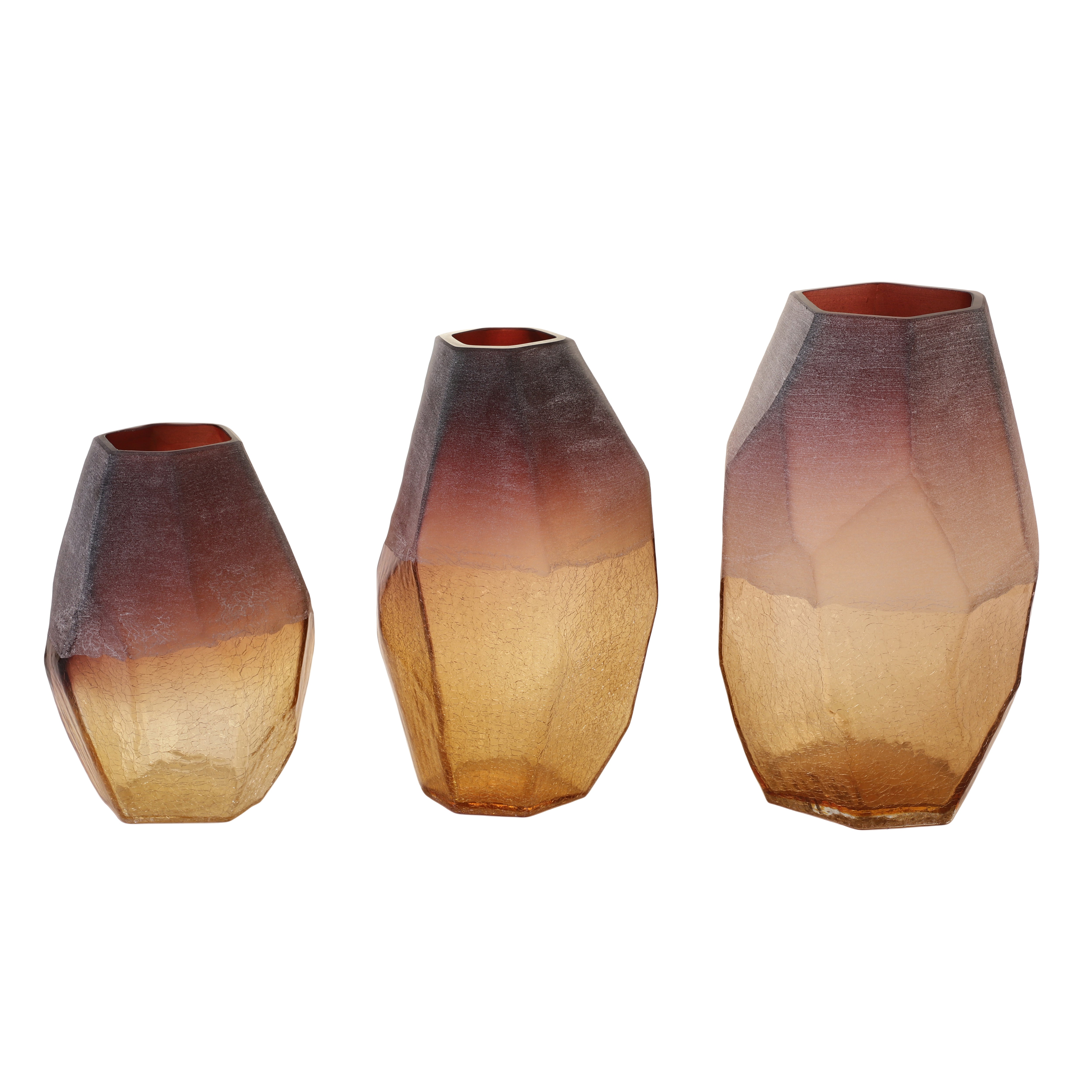 Faceted Amber Ombre Glass Vase (Single)