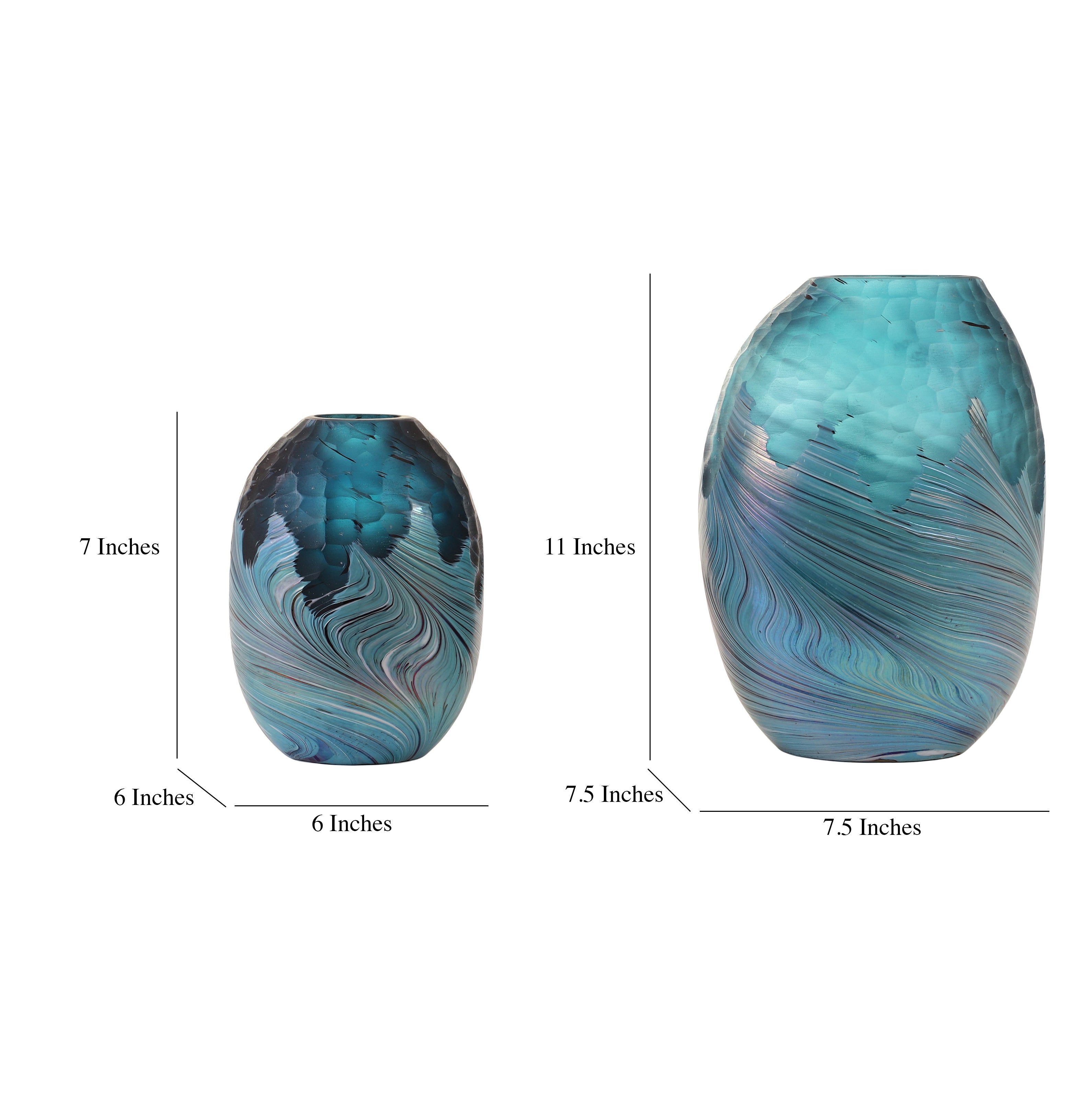 Swirl Ombre Teal Glass Vase (Single)