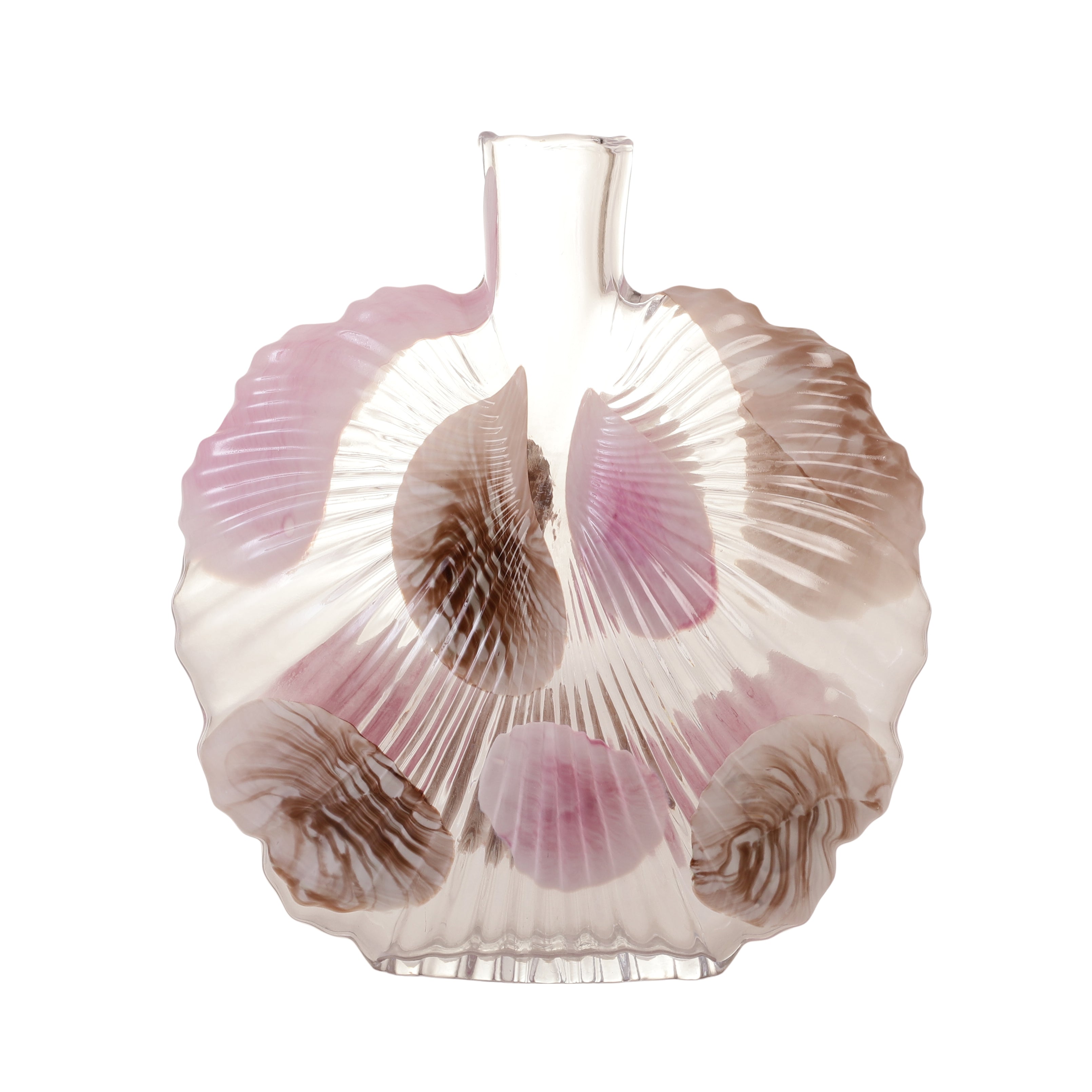 Scalloped Pink Accent Glass Vase