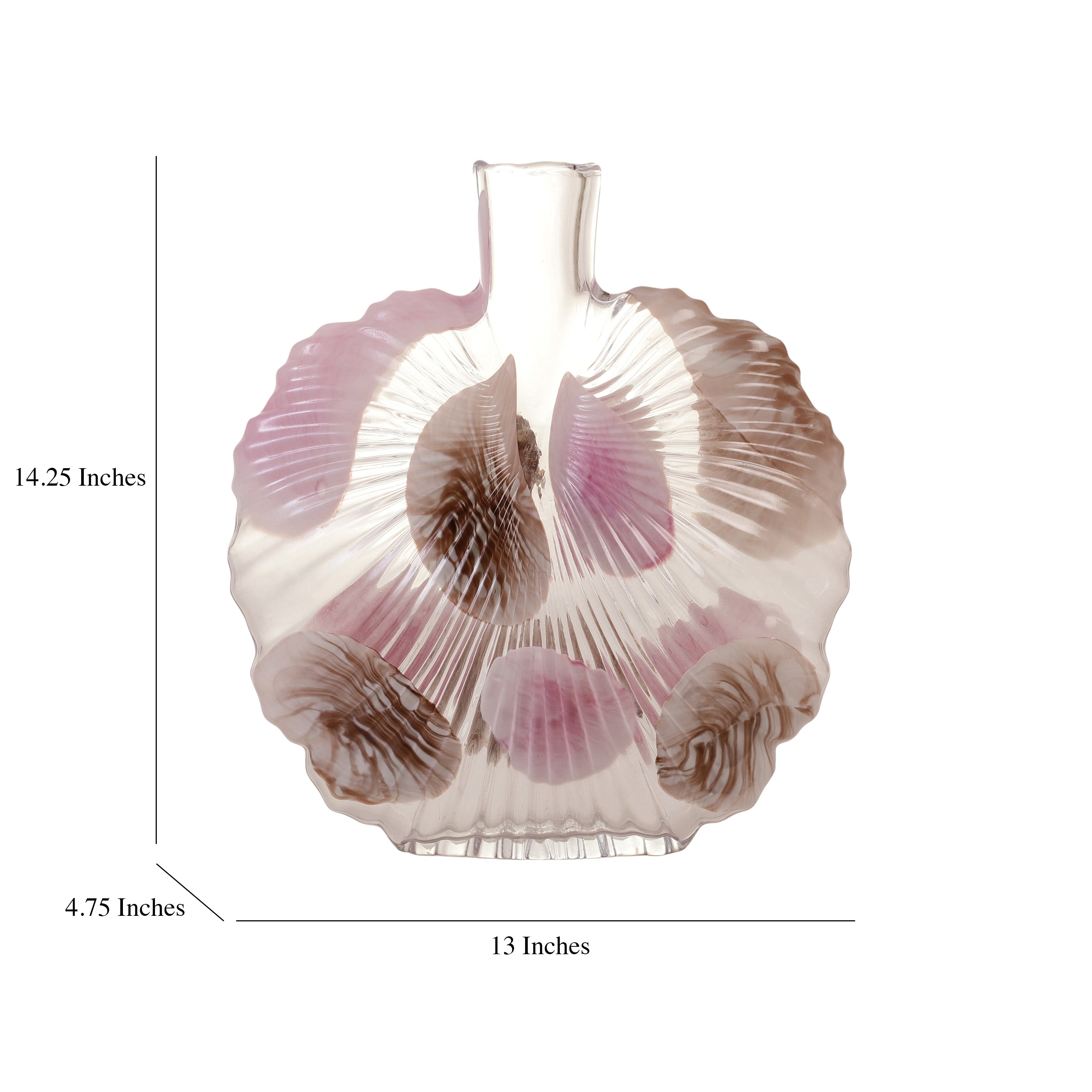 Scalloped Pink Accent Glass Vase