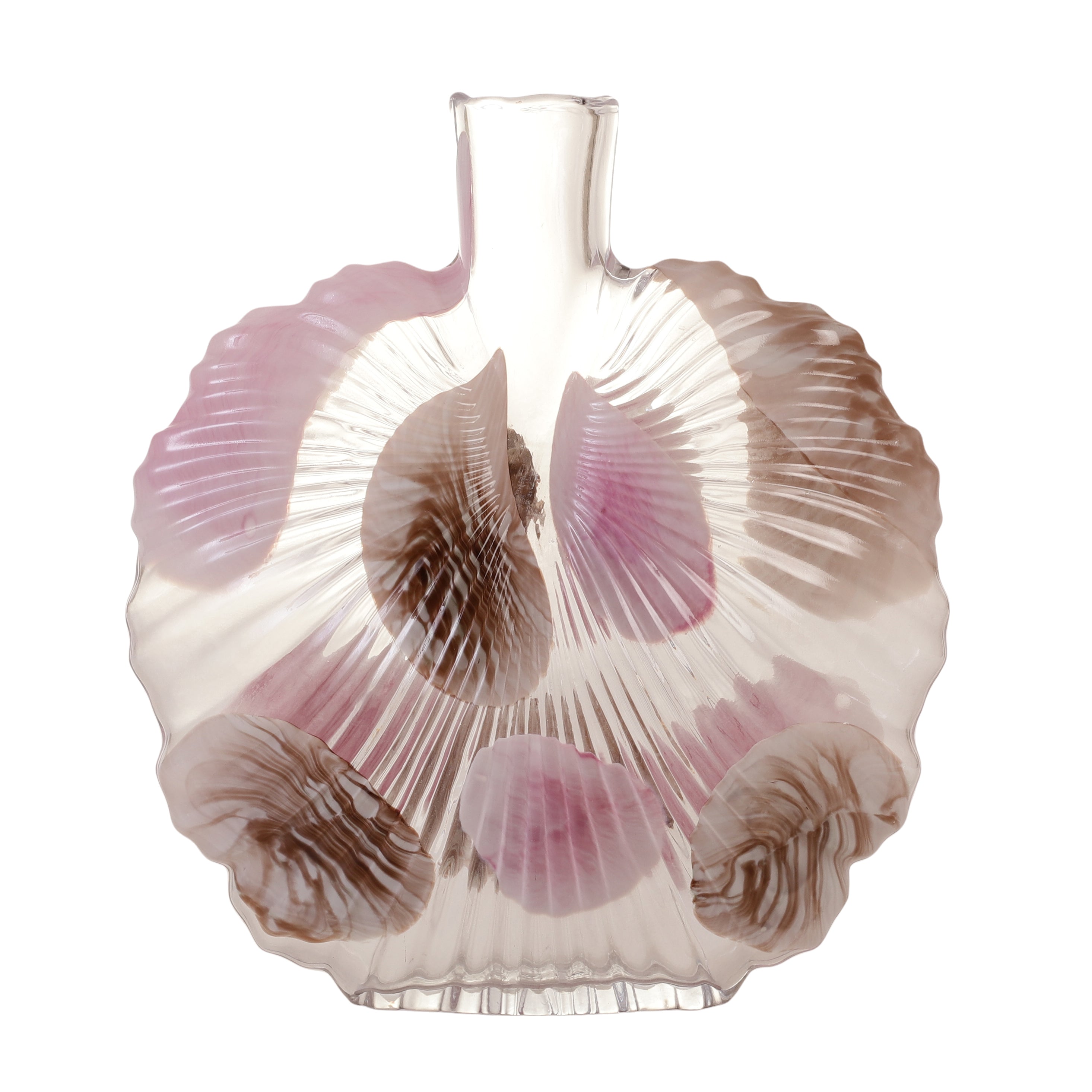 Scalloped Pink Accent Glass Vase