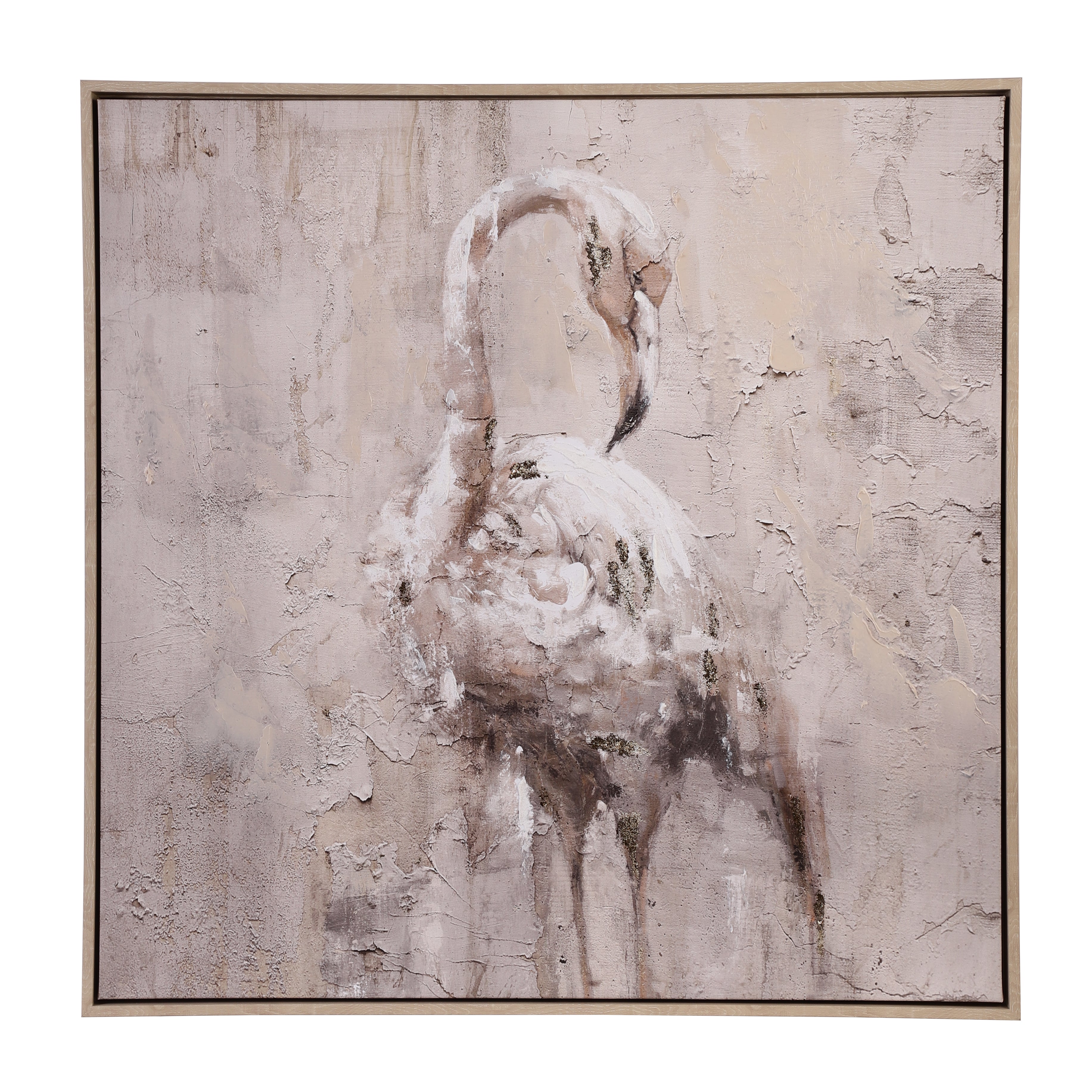Textured Flamingo Portrait Canvas Art