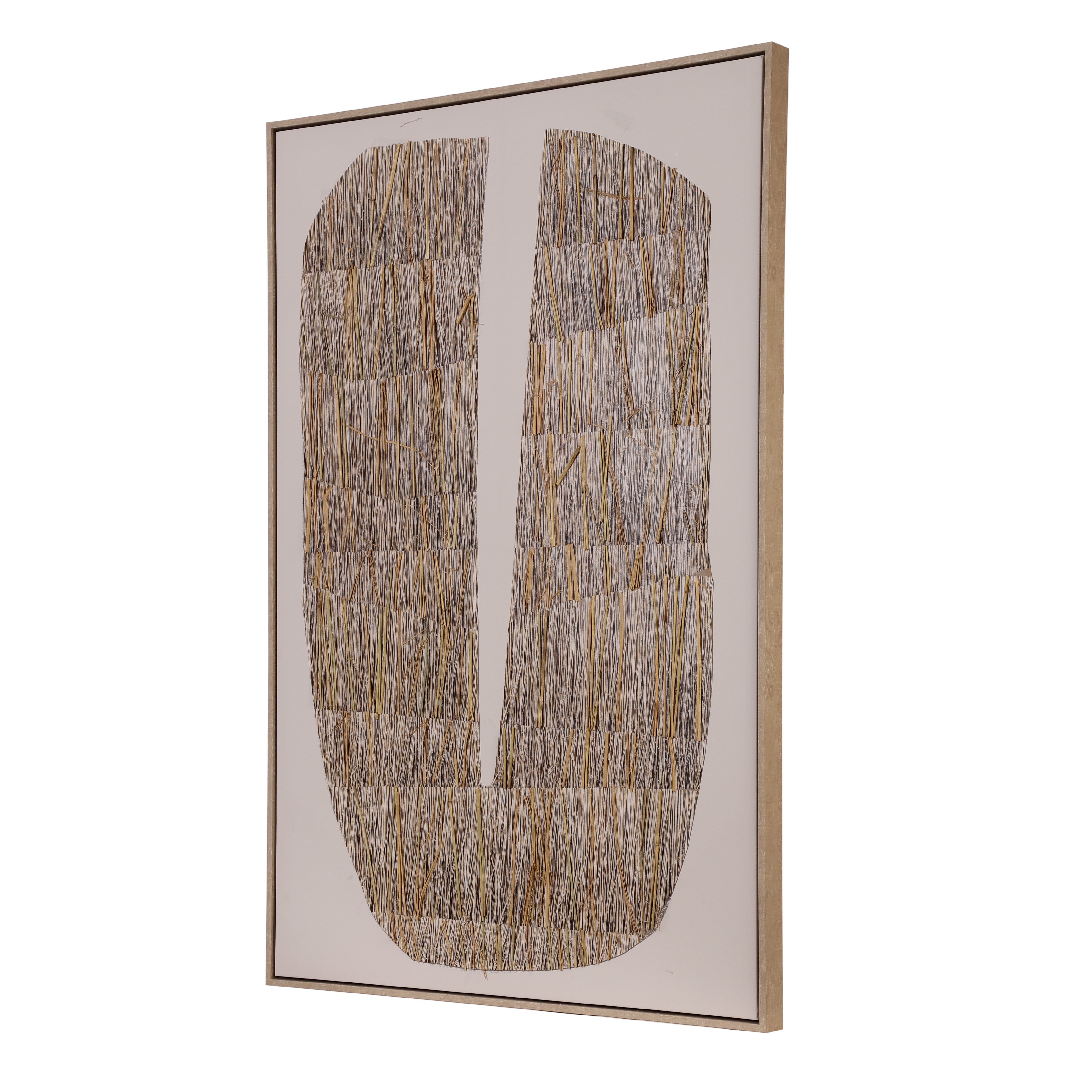 Handcrafted Straw Abstract Form Canvas Wall Art