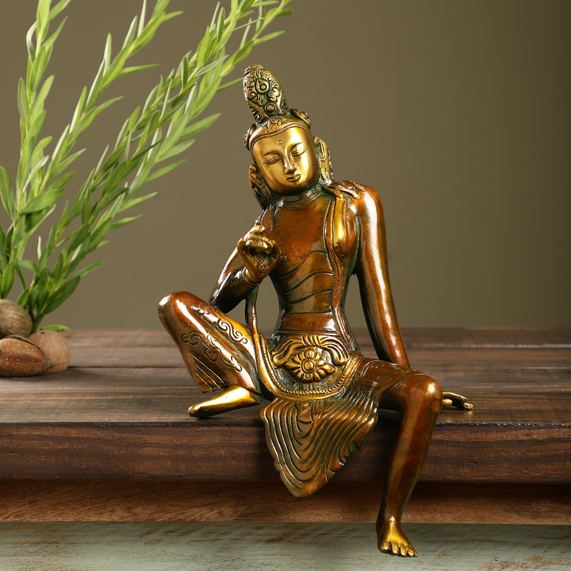 Brass Seated Indra Idol