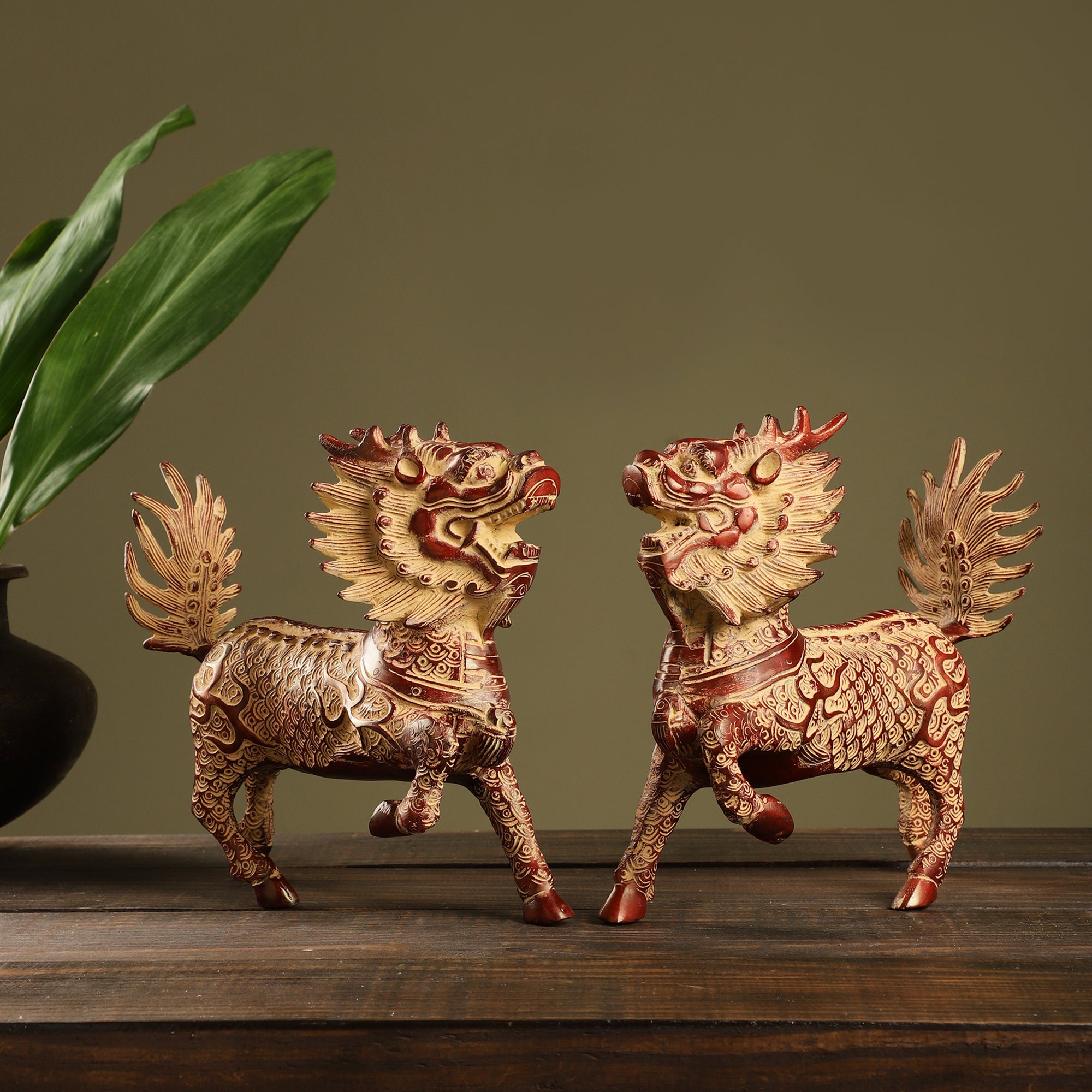 Mystical Dragons (Set of 2) - Red/White