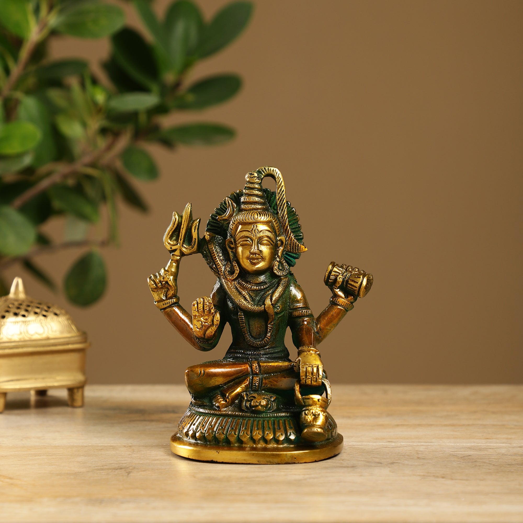 Brass Lord Shiva (Brown/Green)