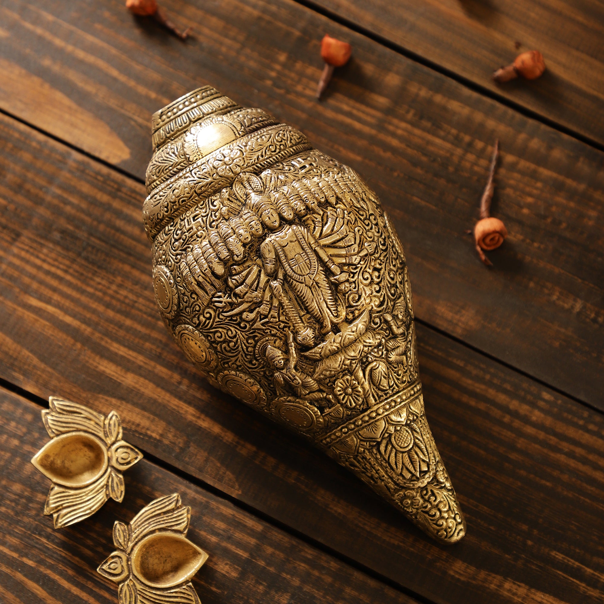 Handcrafted Brass Shankh - Vishnu Avataar