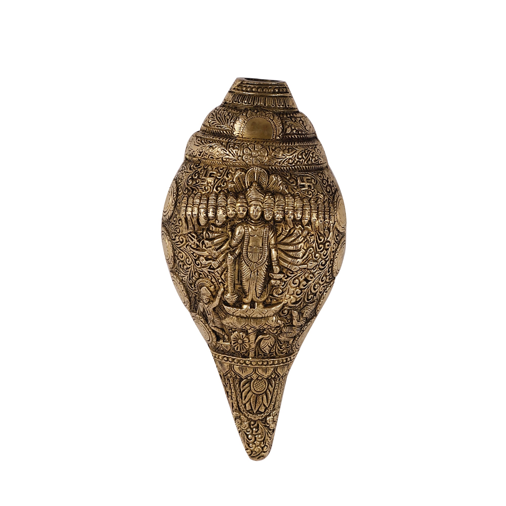Handcrafted Brass Shankh - Vishnu Avataar