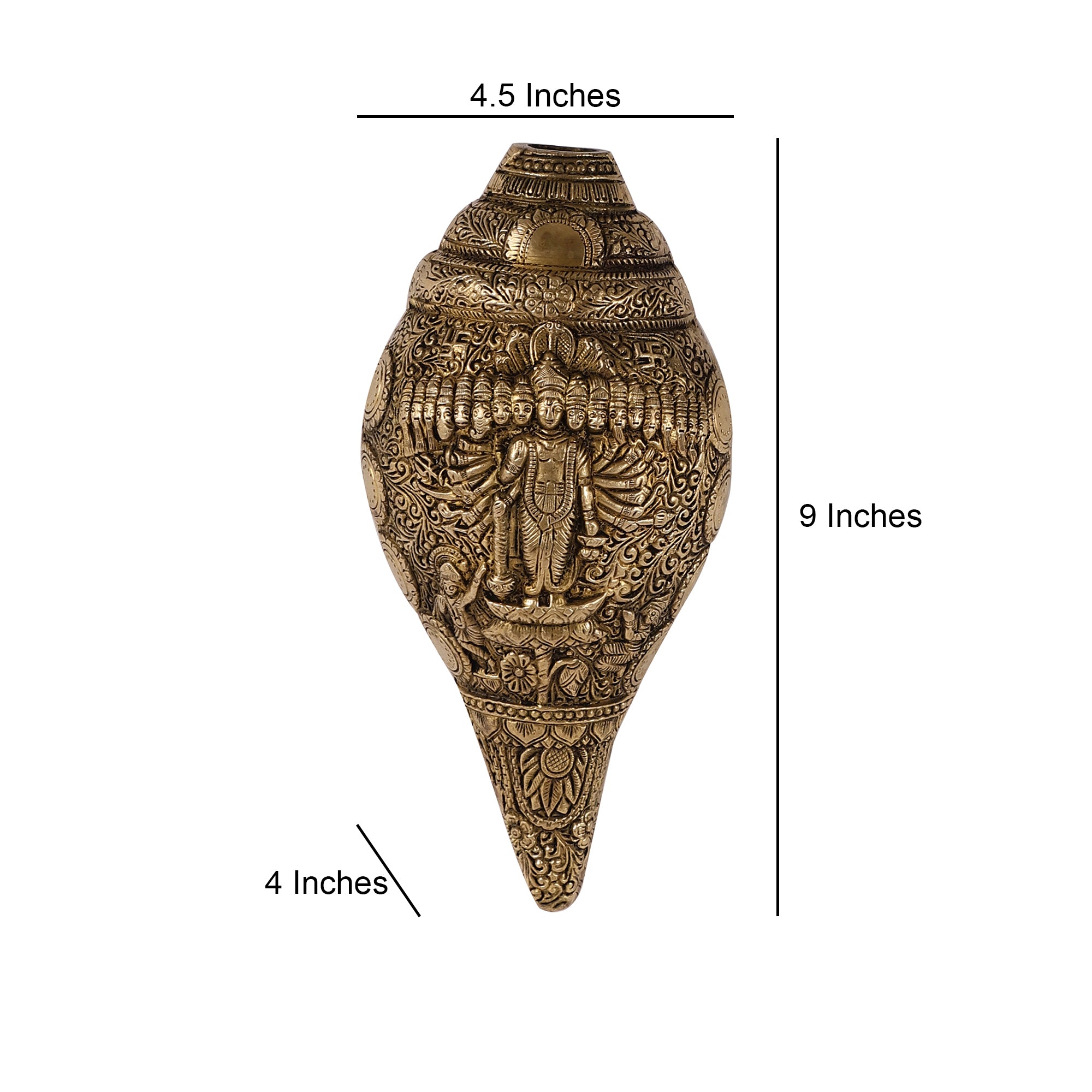 Handcrafted Brass Shankh - Vishnu Avataar