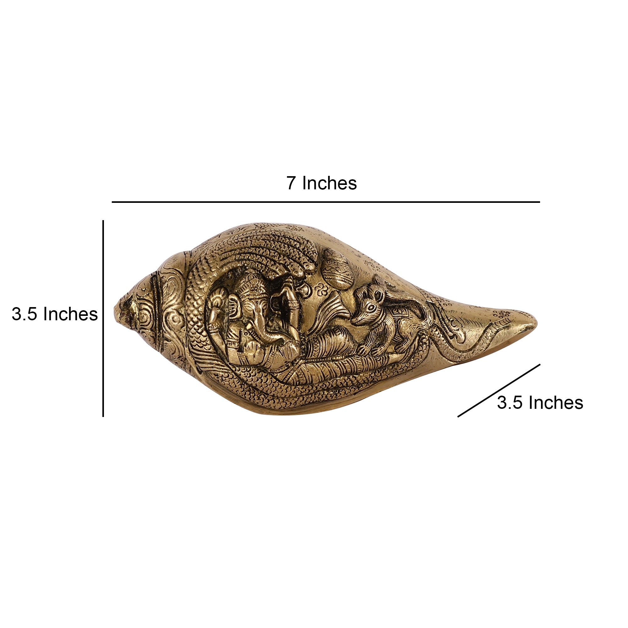 Handcrafted Brass Shankh - Ganesh Detailing