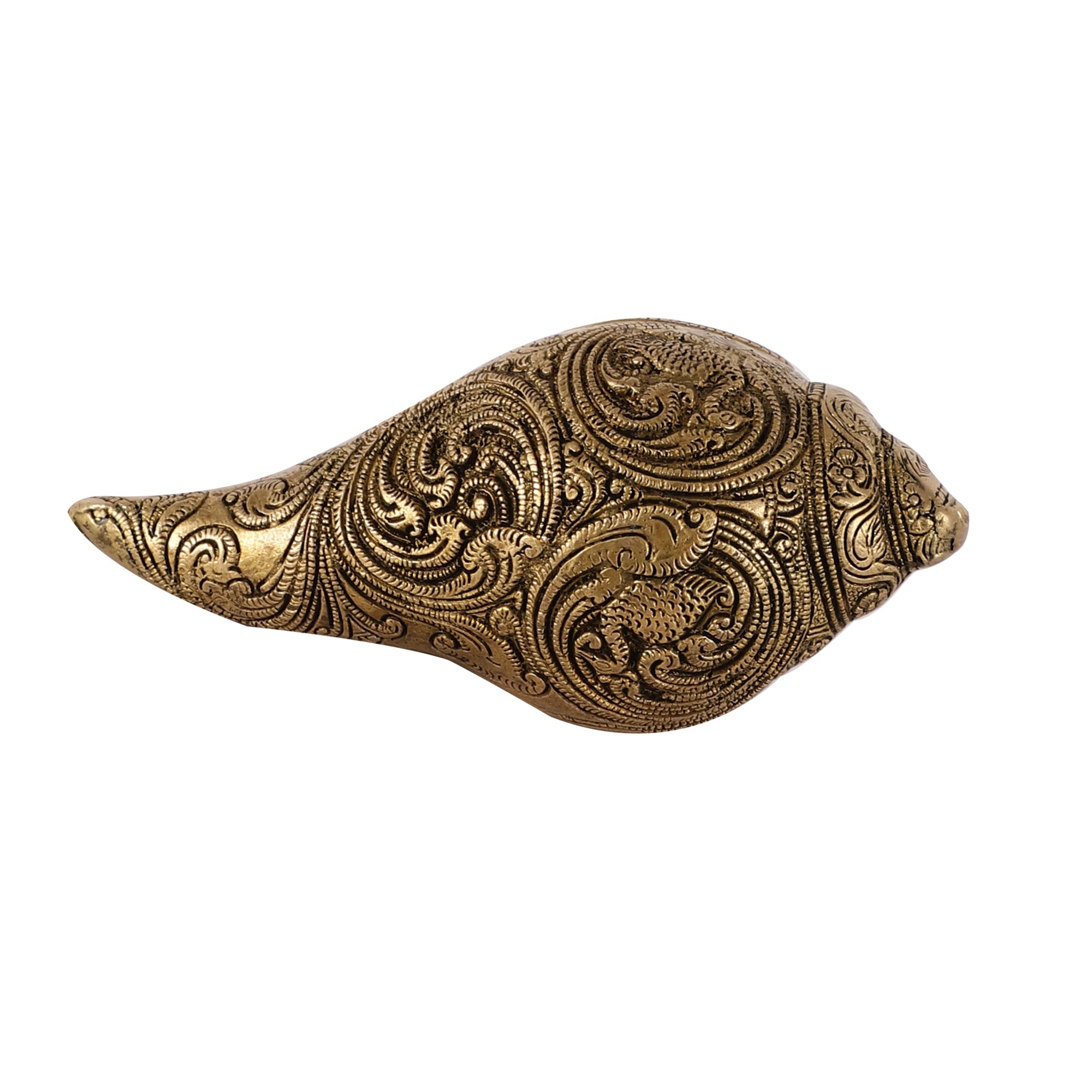 Handcrafted Brass Shankh - Ganesh Detailing