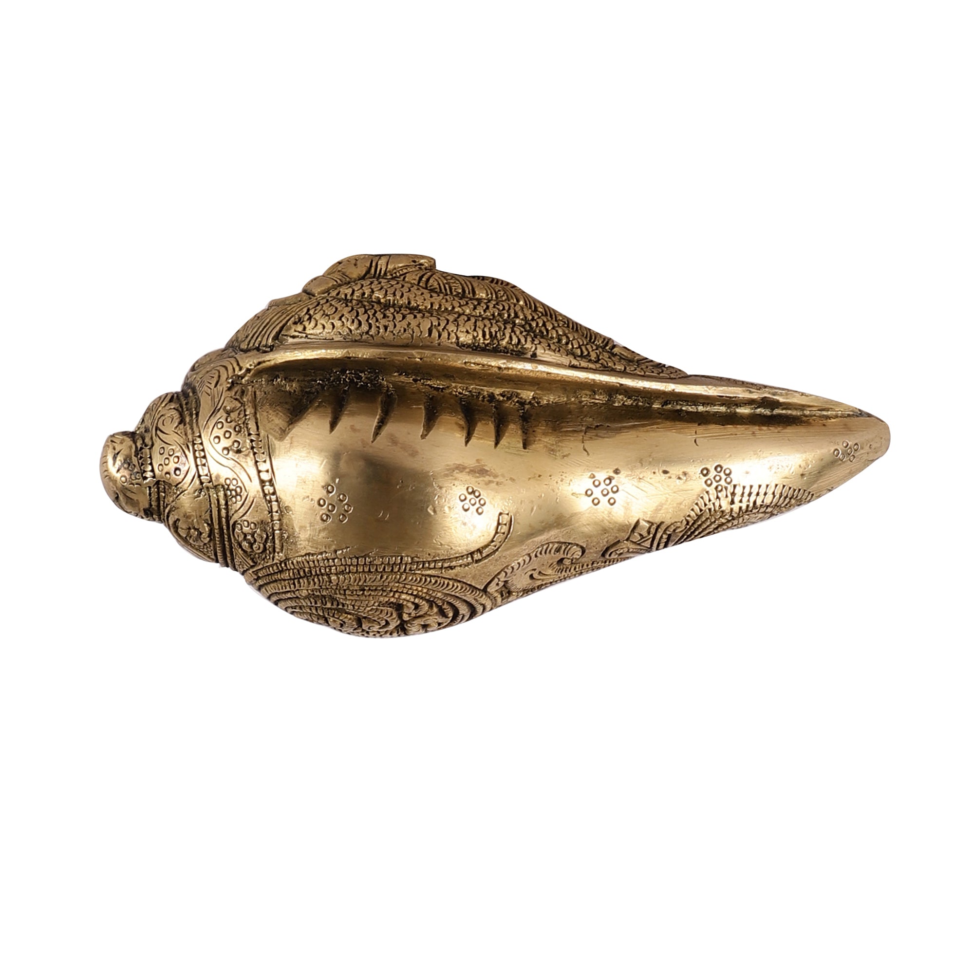 Handcrafted Brass Shankh - Ganesh Detailing