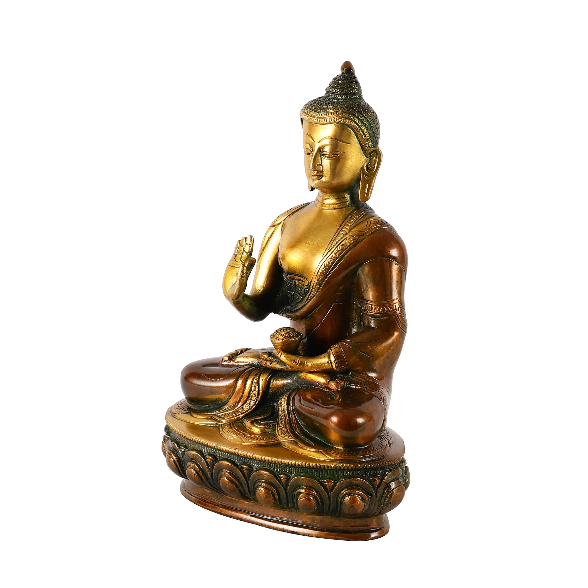 Brass Seated Buddha Idol (Large)