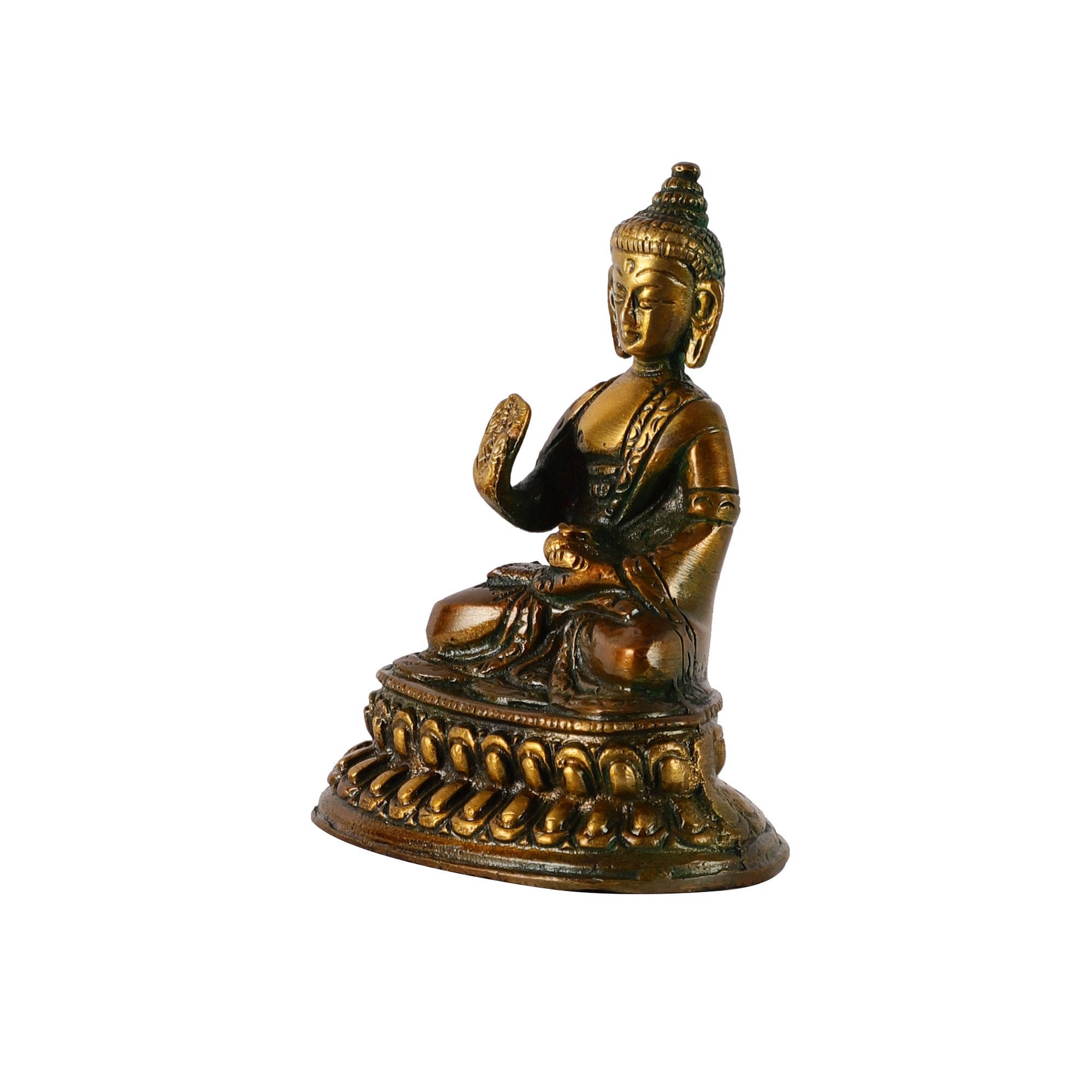 Brass Seated Buddha (Brown/Green)
