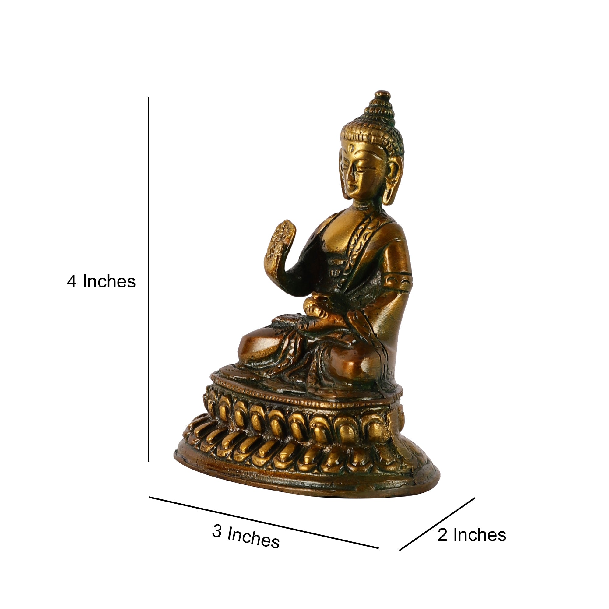 Brass Seated Buddha (Brown/Green)