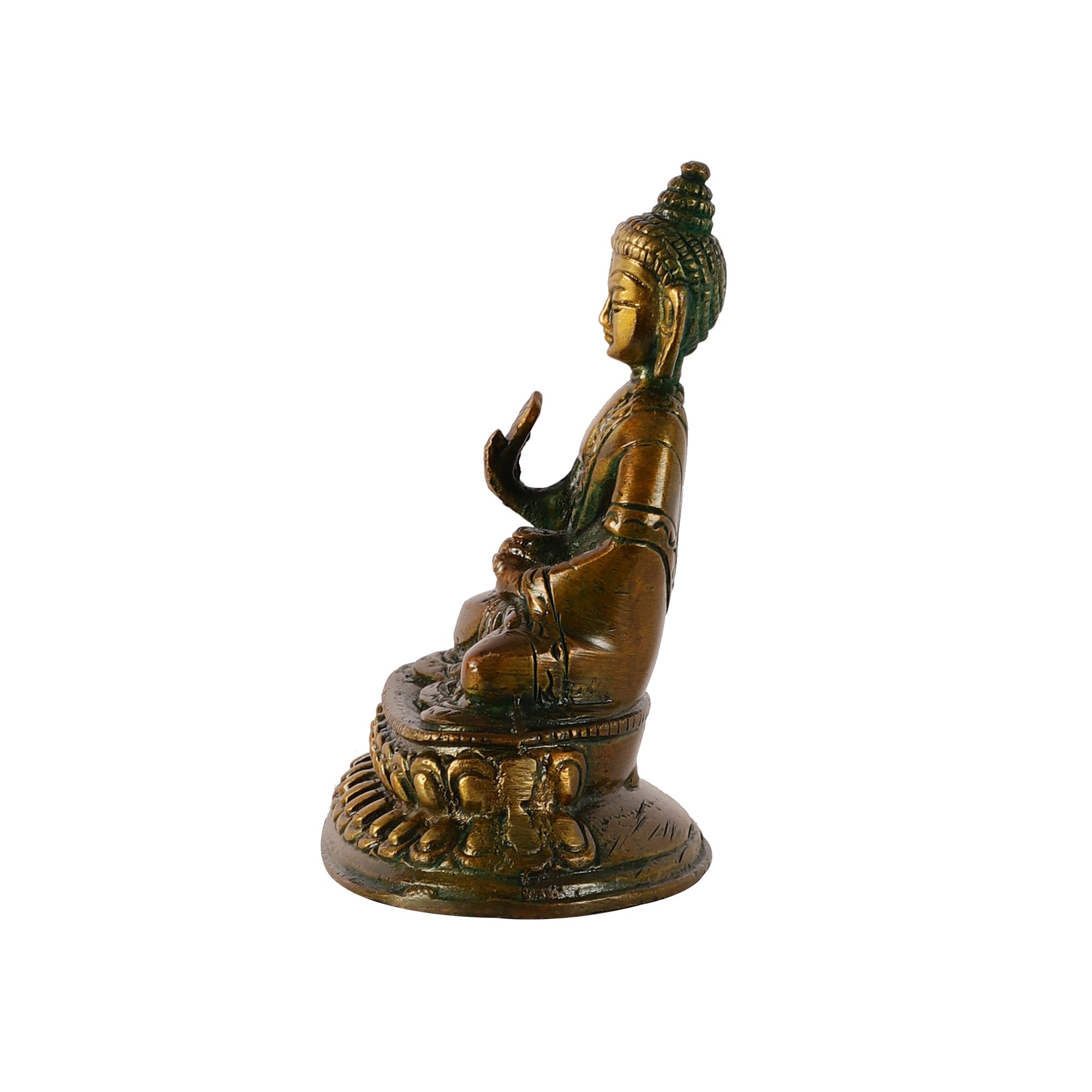 Brass Seated Buddha (Brown/Green)
