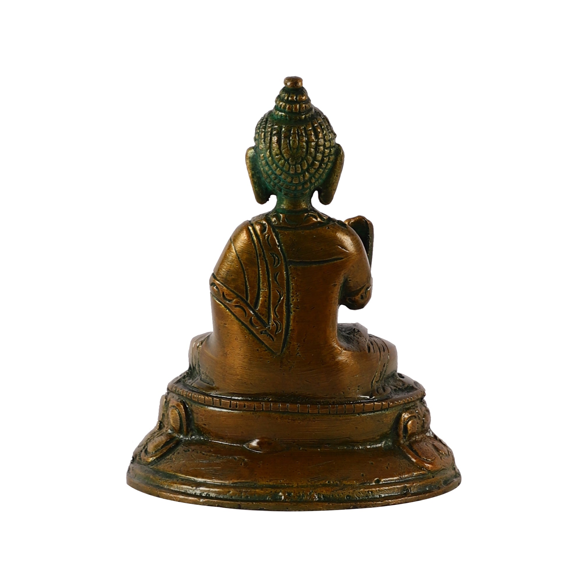 Brass Seated Buddha (Brown/Green)
