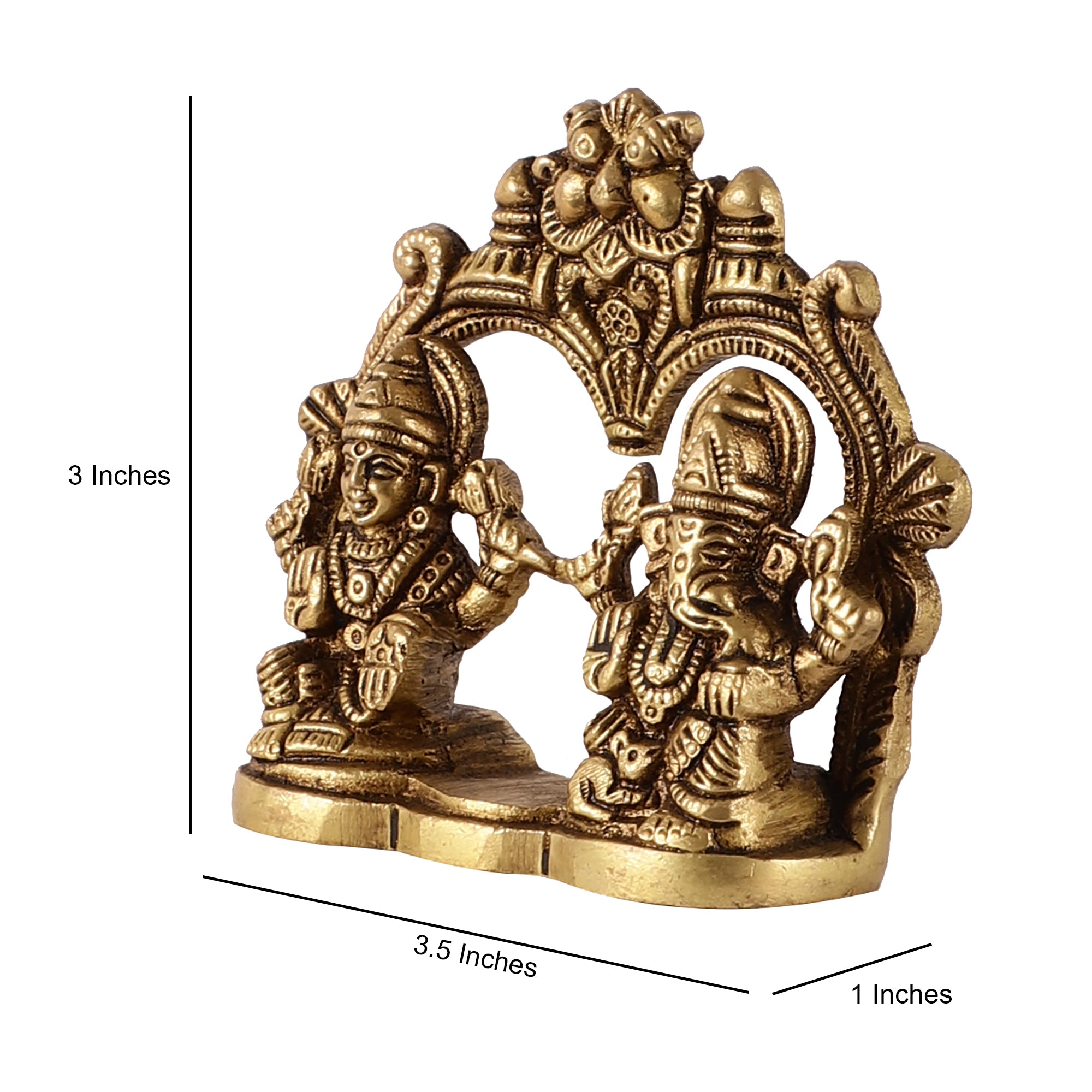 Ganesh Lakshmi Brass Idol (Gold Finish)