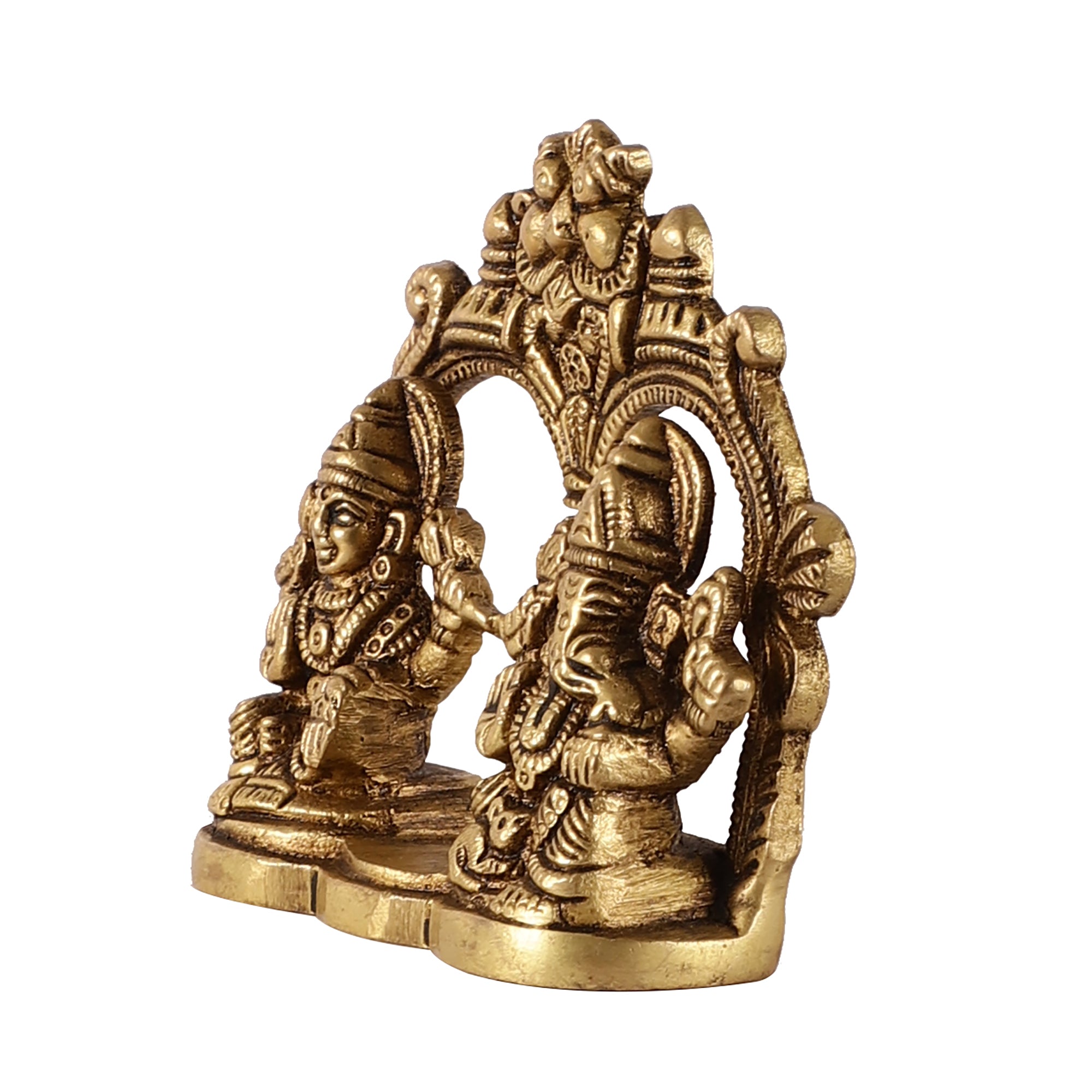 Ganesh Lakshmi Brass Idol (Gold Finish)