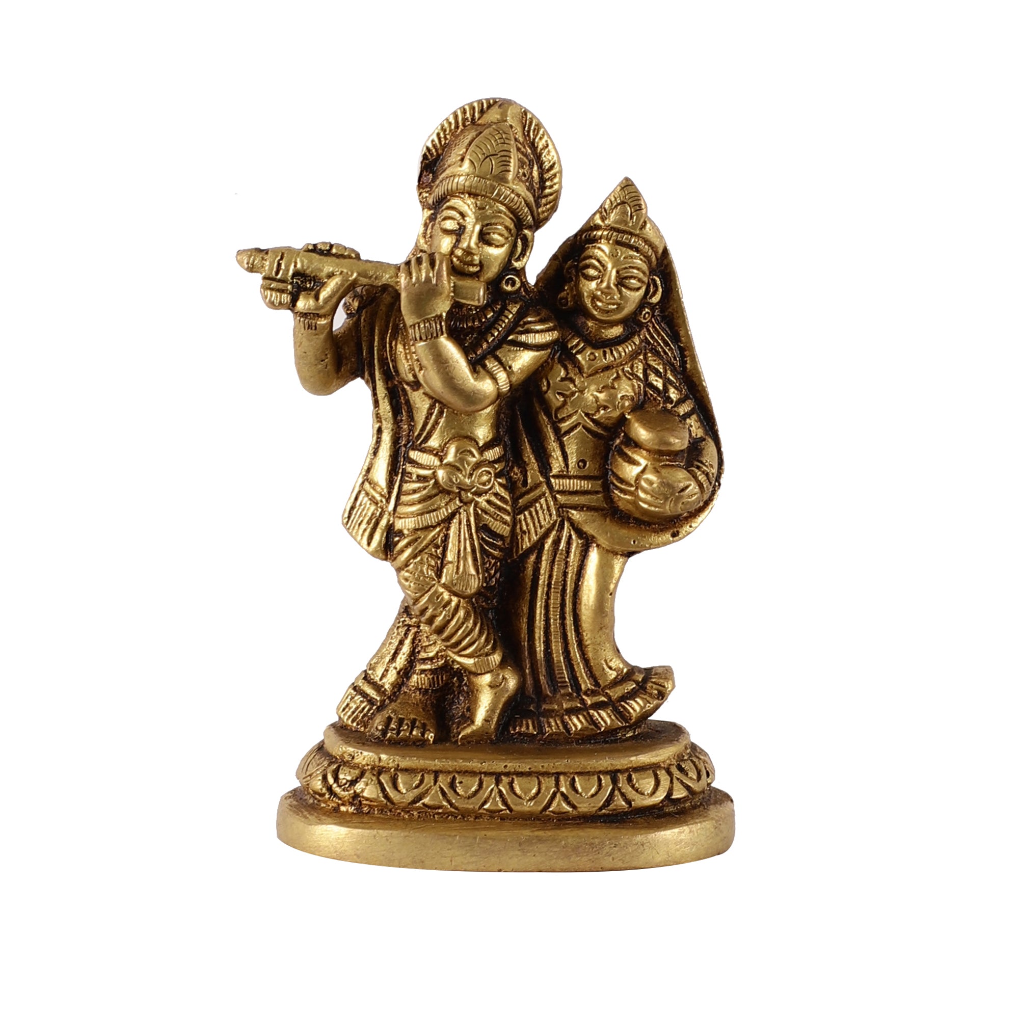 Radha-Krishna Brass Idol (Gold Finish)