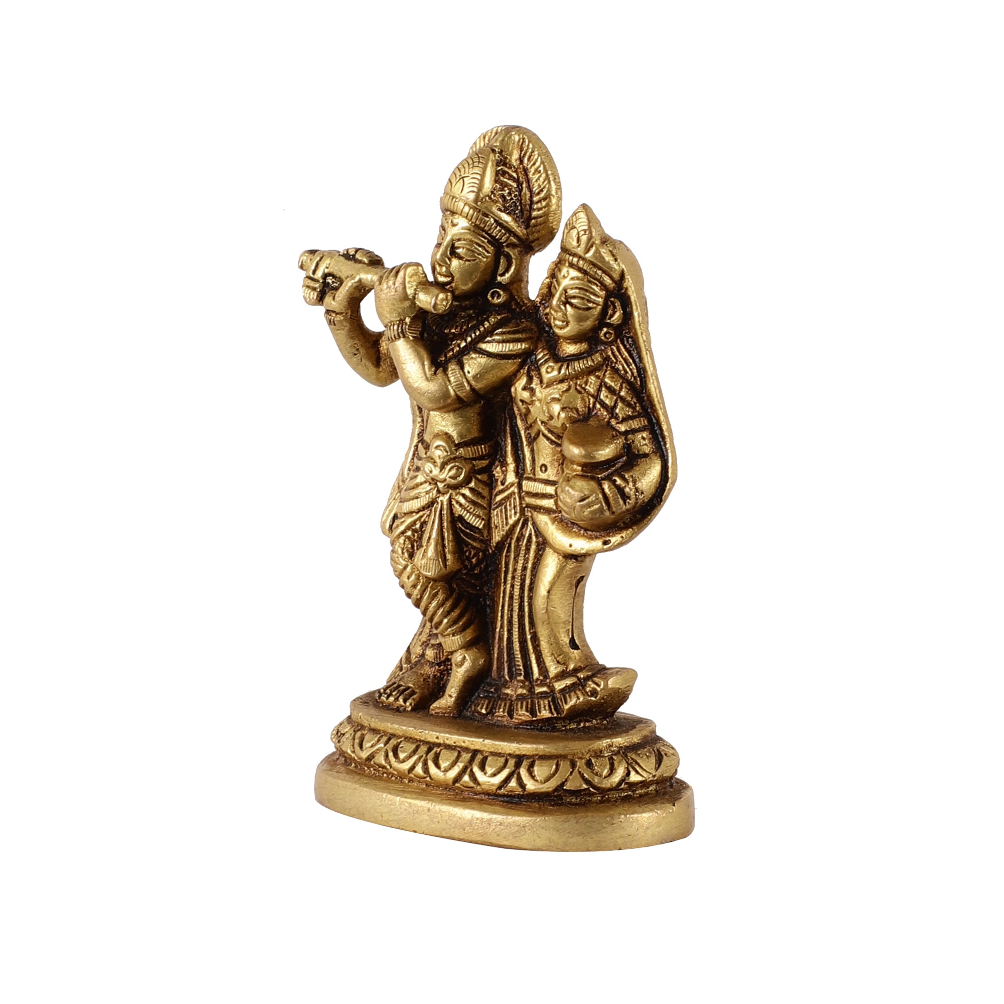 Radha-Krishna Brass Idol (Gold Finish)