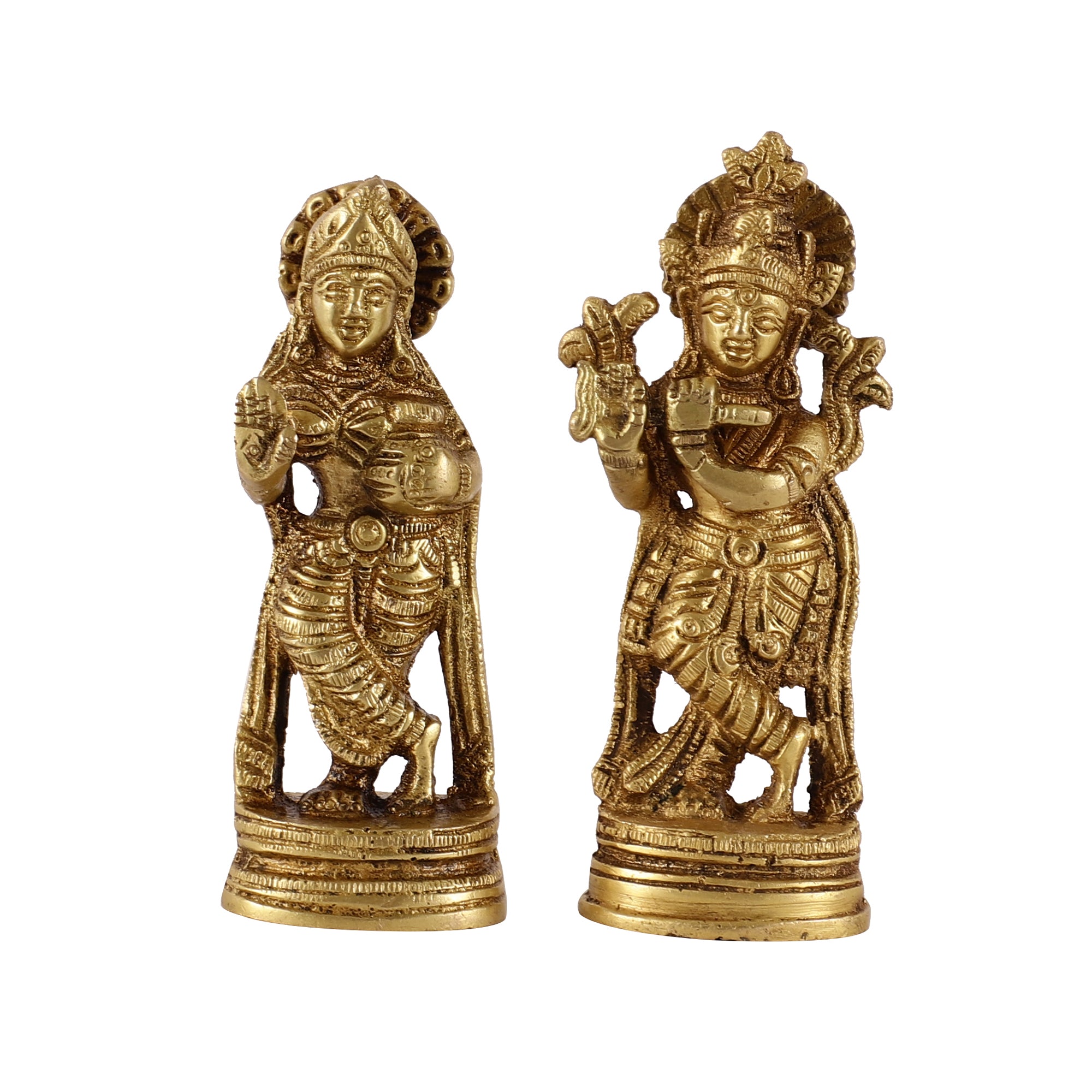Radha-Krishna Brass Idols (Set of 2)