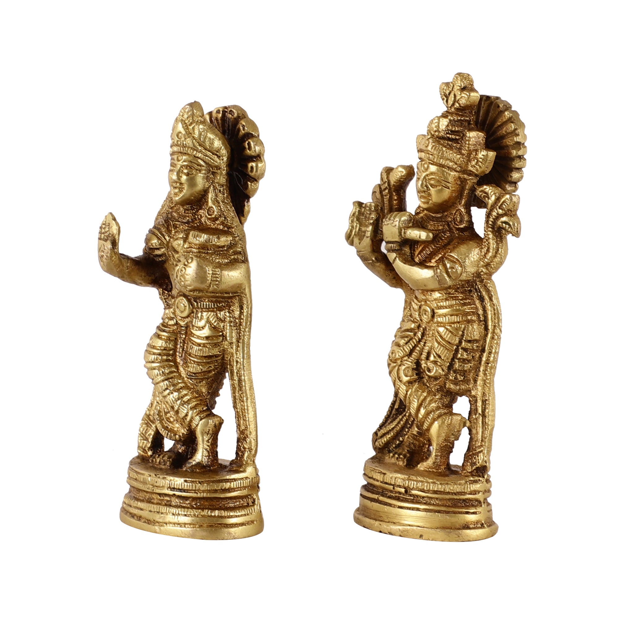 Radha-Krishna Brass Idols (Set of 2)