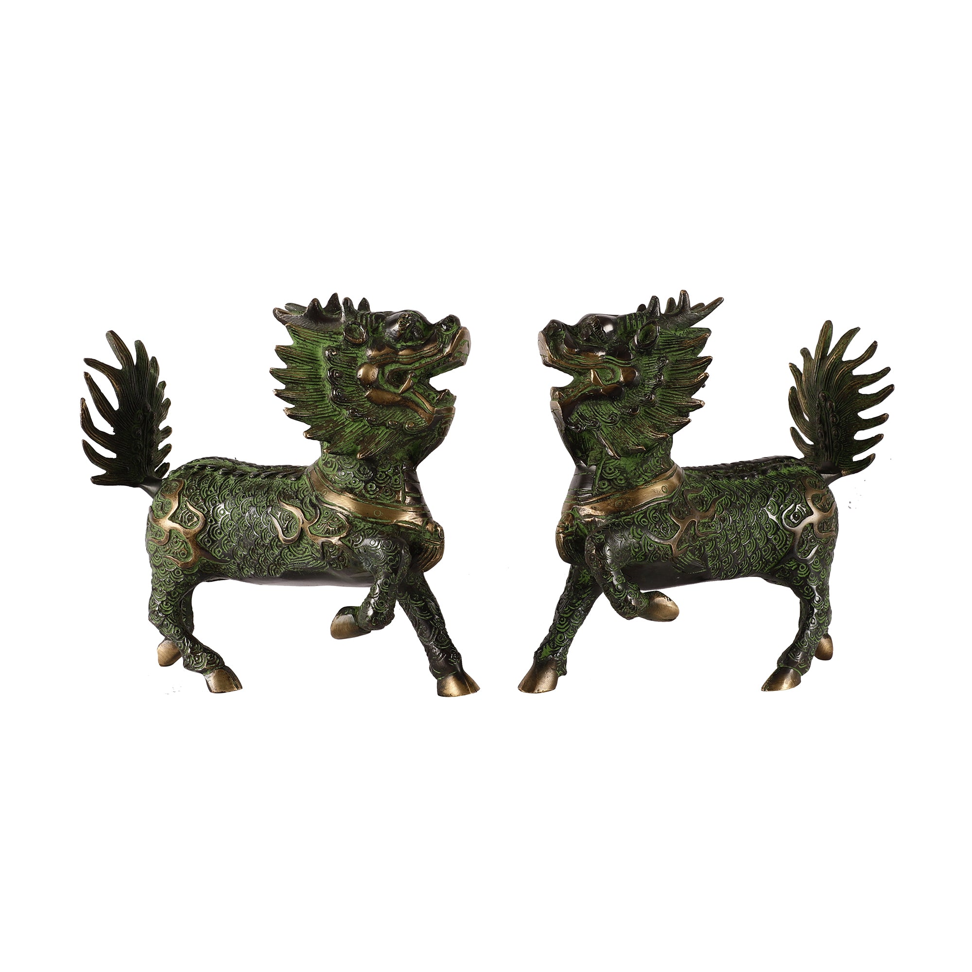 Mystical Dragons (Set of 2) - Green/Gold