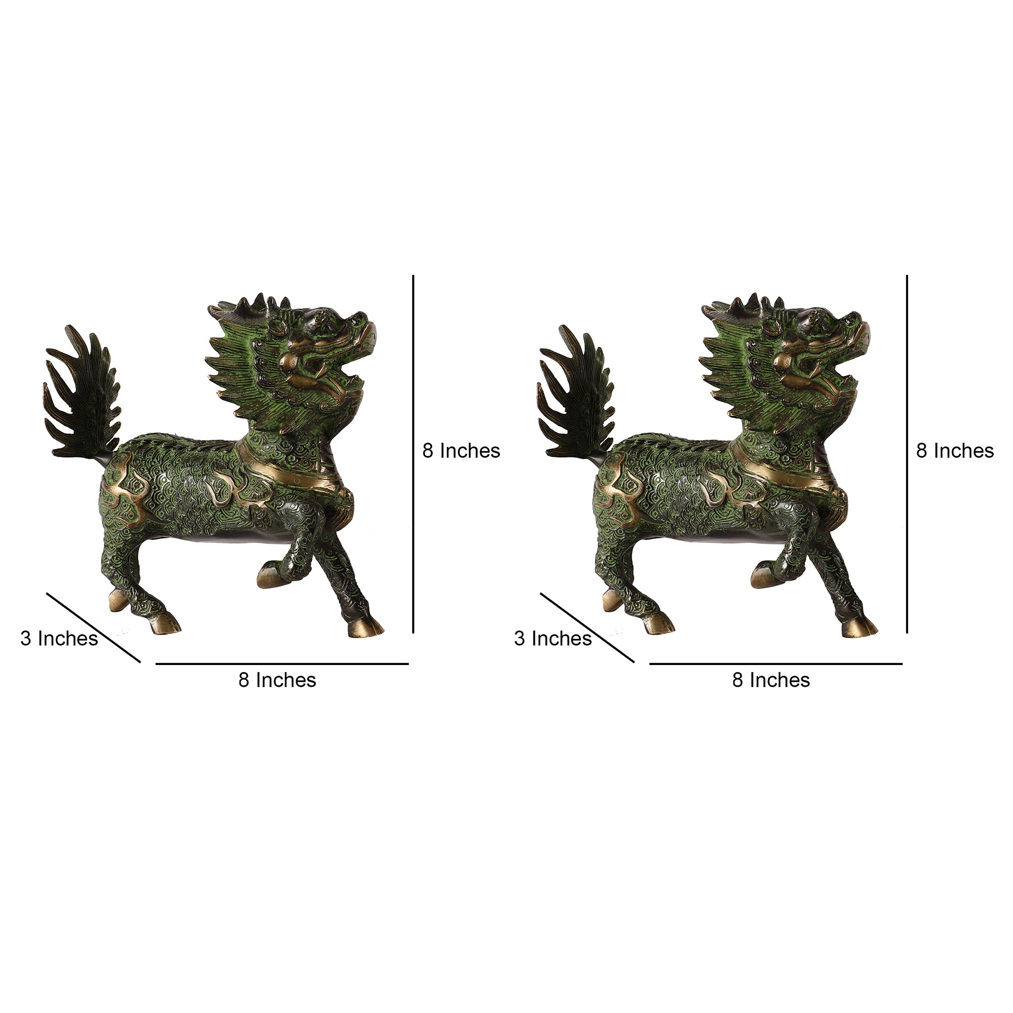 Mystical Dragons (Set of 2) - Green/Gold