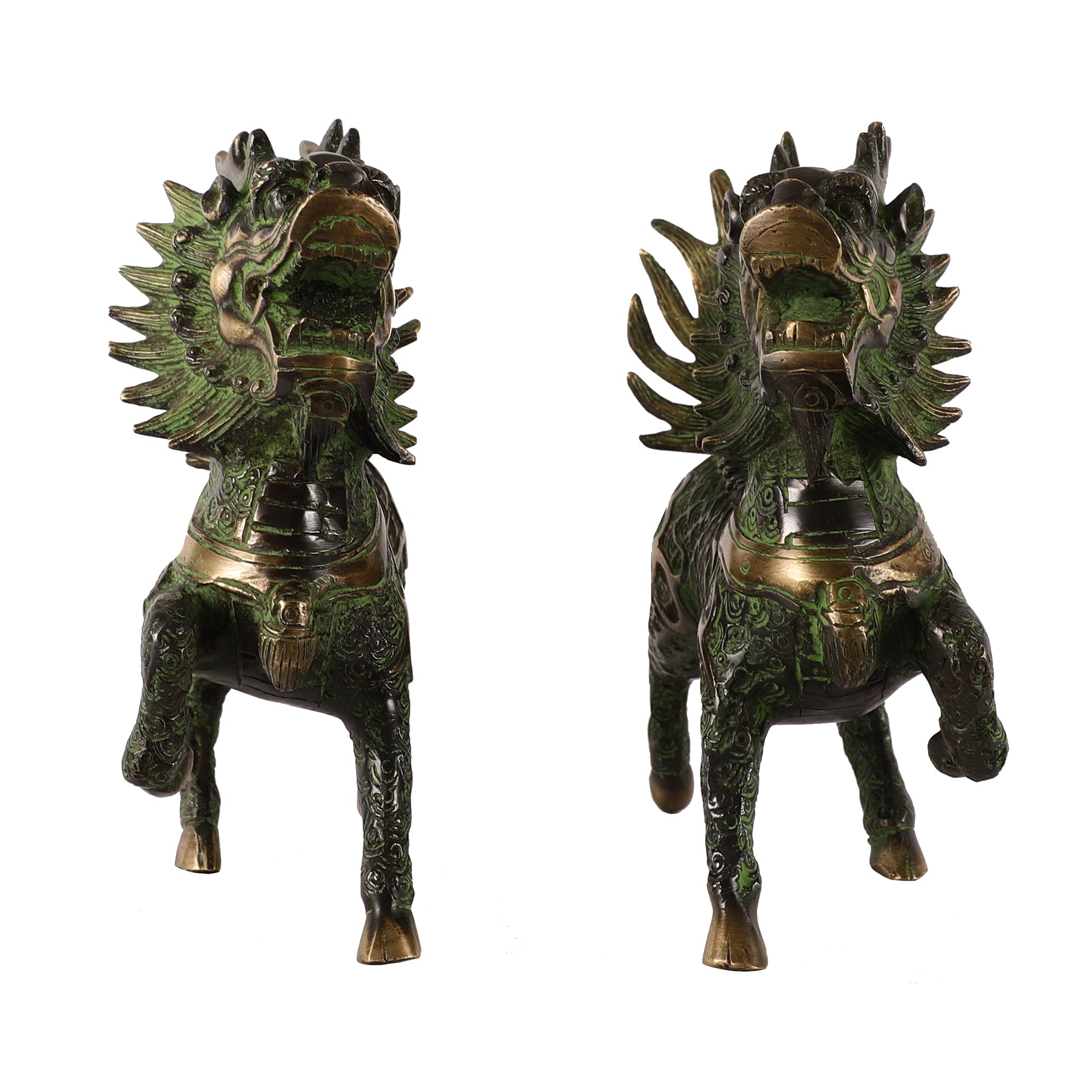Mystical Dragons (Set of 2) - Green/Gold